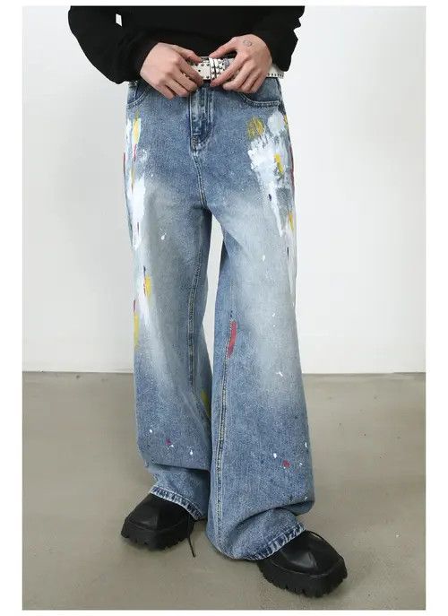 Japanese Brand American graffiti straight loose hip-hop jeans men y2k Size US 32 / EU 48 - 4 Thumbnail
