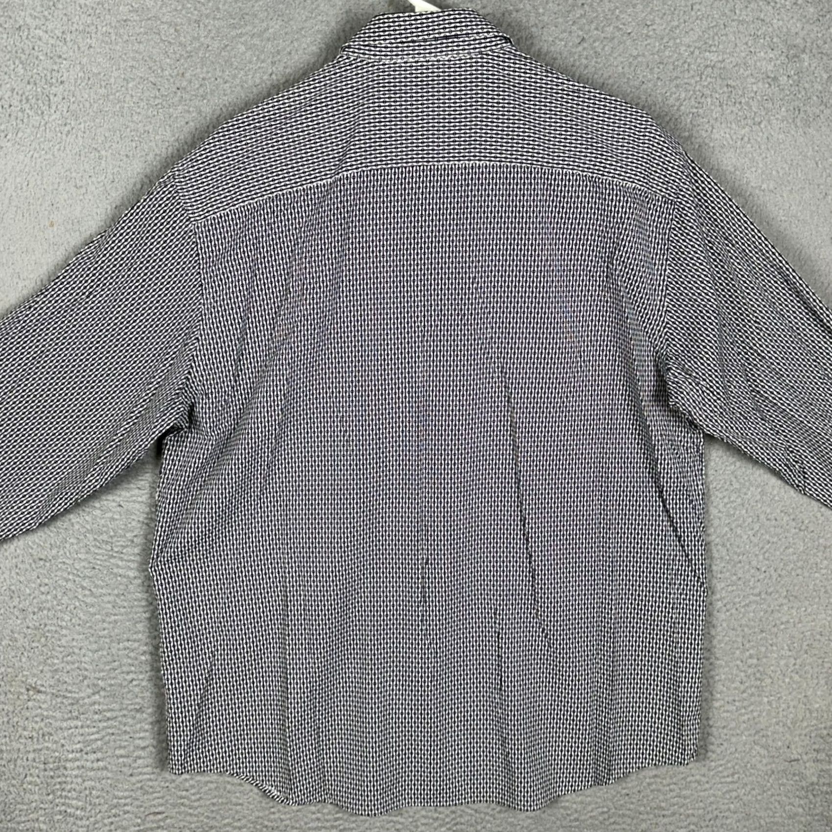 BUGATCHI Bugatchi Shirt Mens XL Blue White Classic Fit Button Up Geometric Stretch EUC Size US XL / EU 56 / 4 - 2 Thumbnail