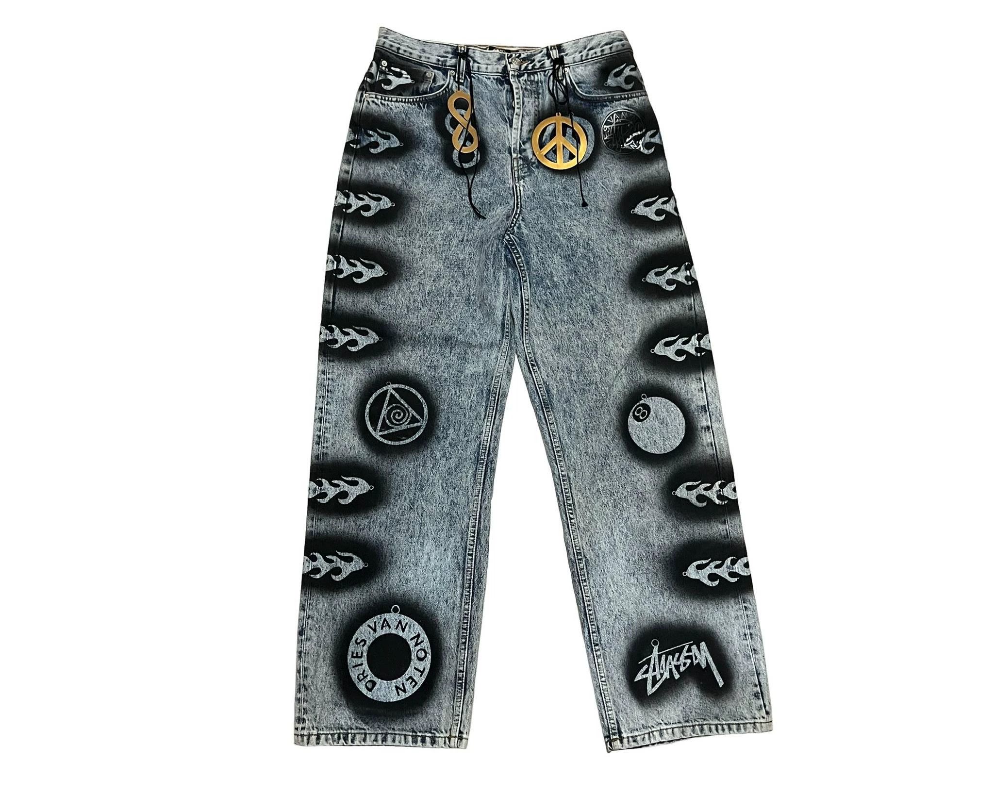 Dries Van Noten Dries Van Noten x Stussy Printed Relaxed Jeans W32 Size US 32 / EU 48 - 1 Thumbnail
