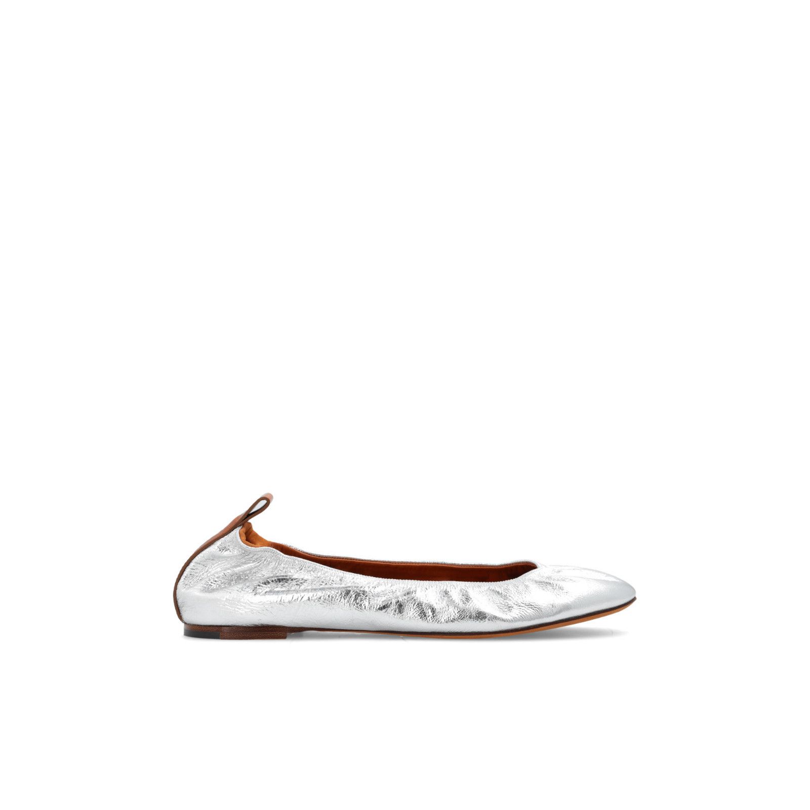 LANVIN Silver Leather Ballerina Flats New & Authentic (Women
