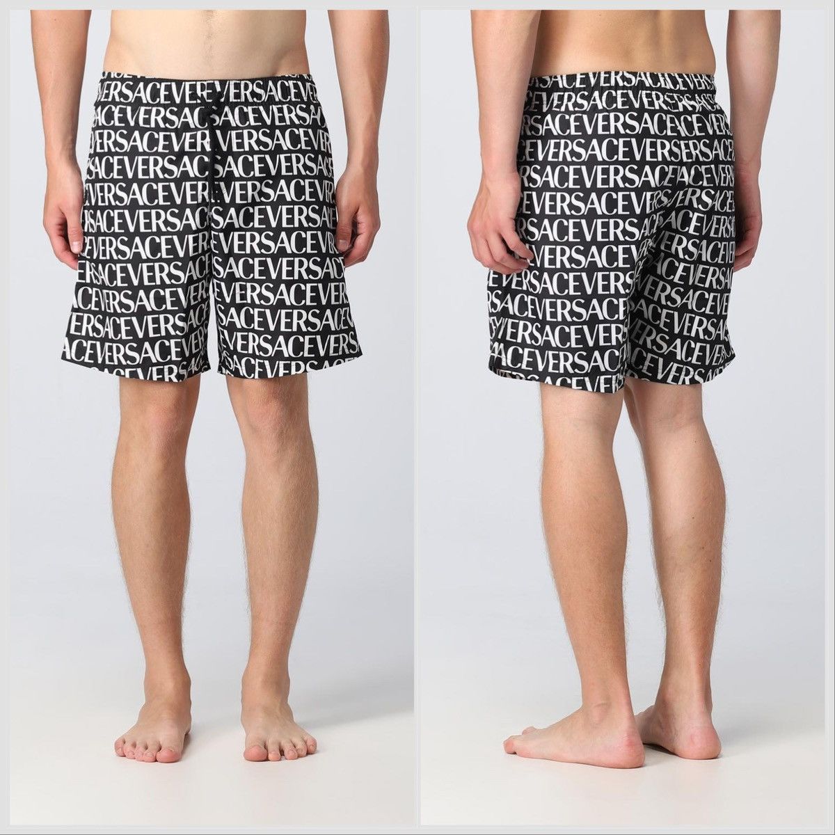 Versace Versace Logo Printed Drawstring Swim Shorts Trunks Black IT6 Size US 36 / EU 52 - 10 Thumbnail