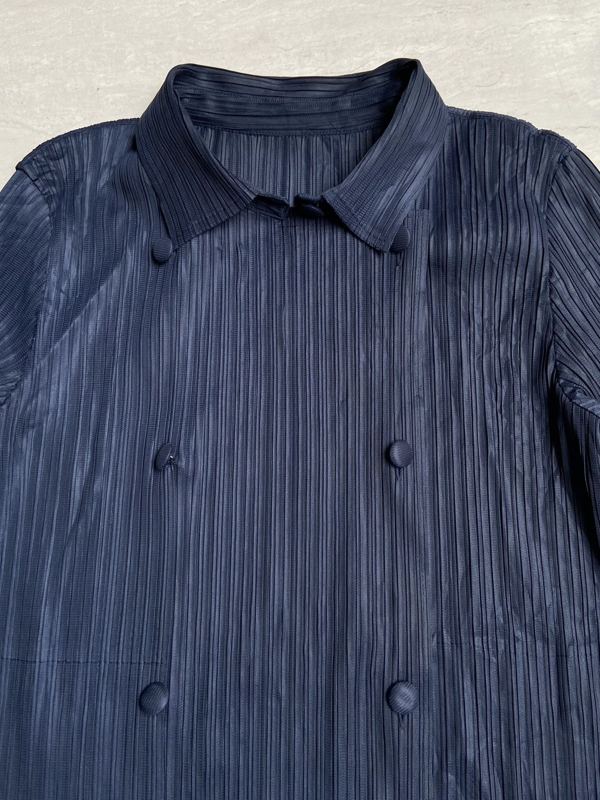Designer × Japanese Brand PLEATSME Blue Pleats Blazers Size XS / US 0-2 / IT 36-38 - 3 Thumbnail