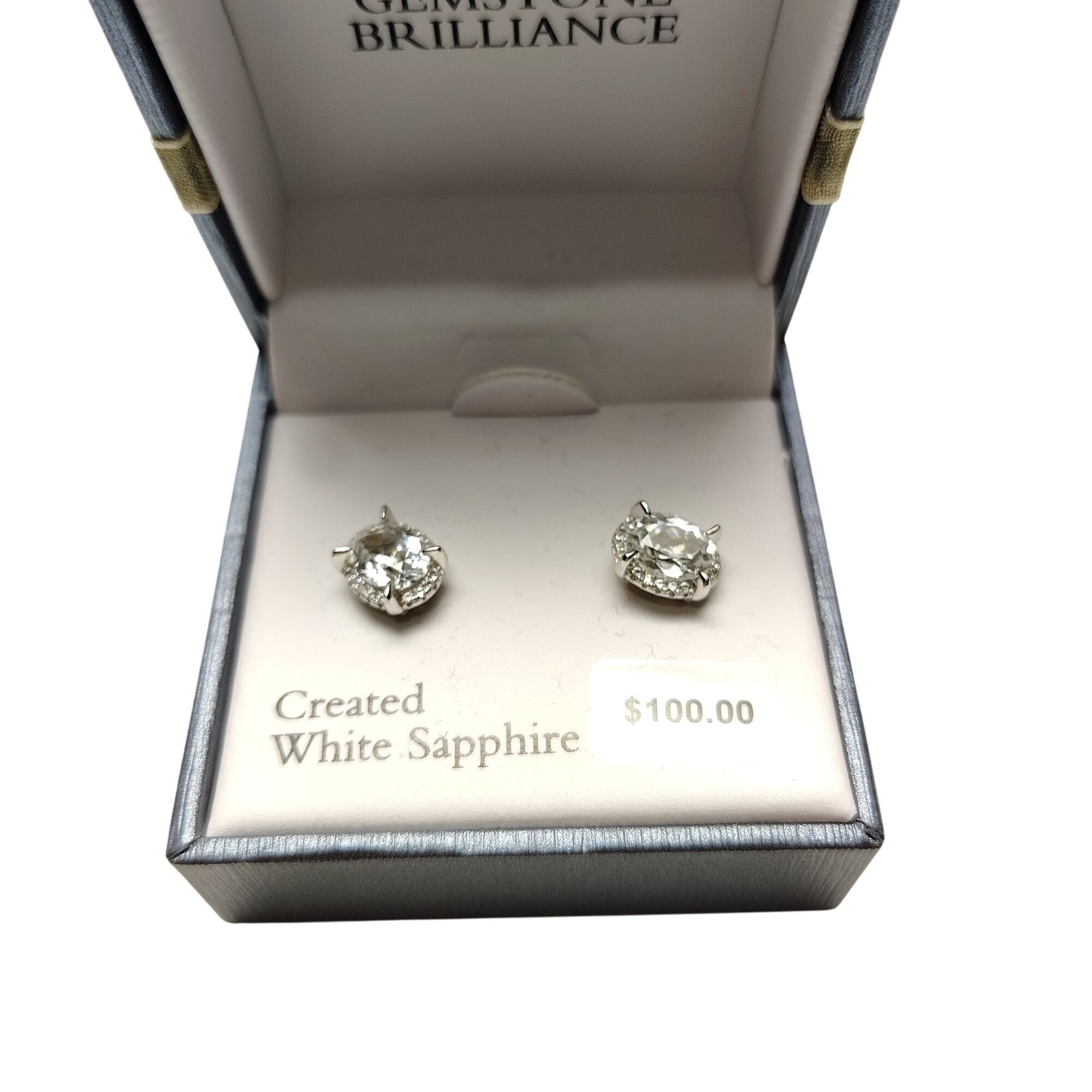 Other Created White Sapphire Sterling Silver Stud Earrings Gemston Size ONE SIZE - 2 Thumbnail