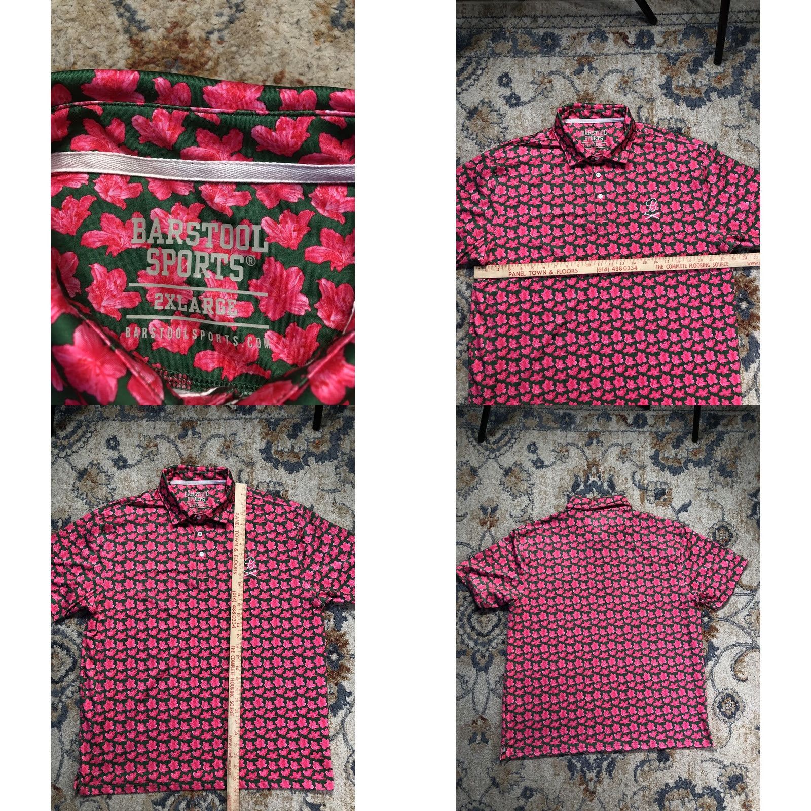 Vintage Barstool Sports Polo Shirt Mens 2XL Pink Floral Short Sleeve Casual Golf Shirt Size US XXL / EU 58 / 5 - 8 Thumbnail