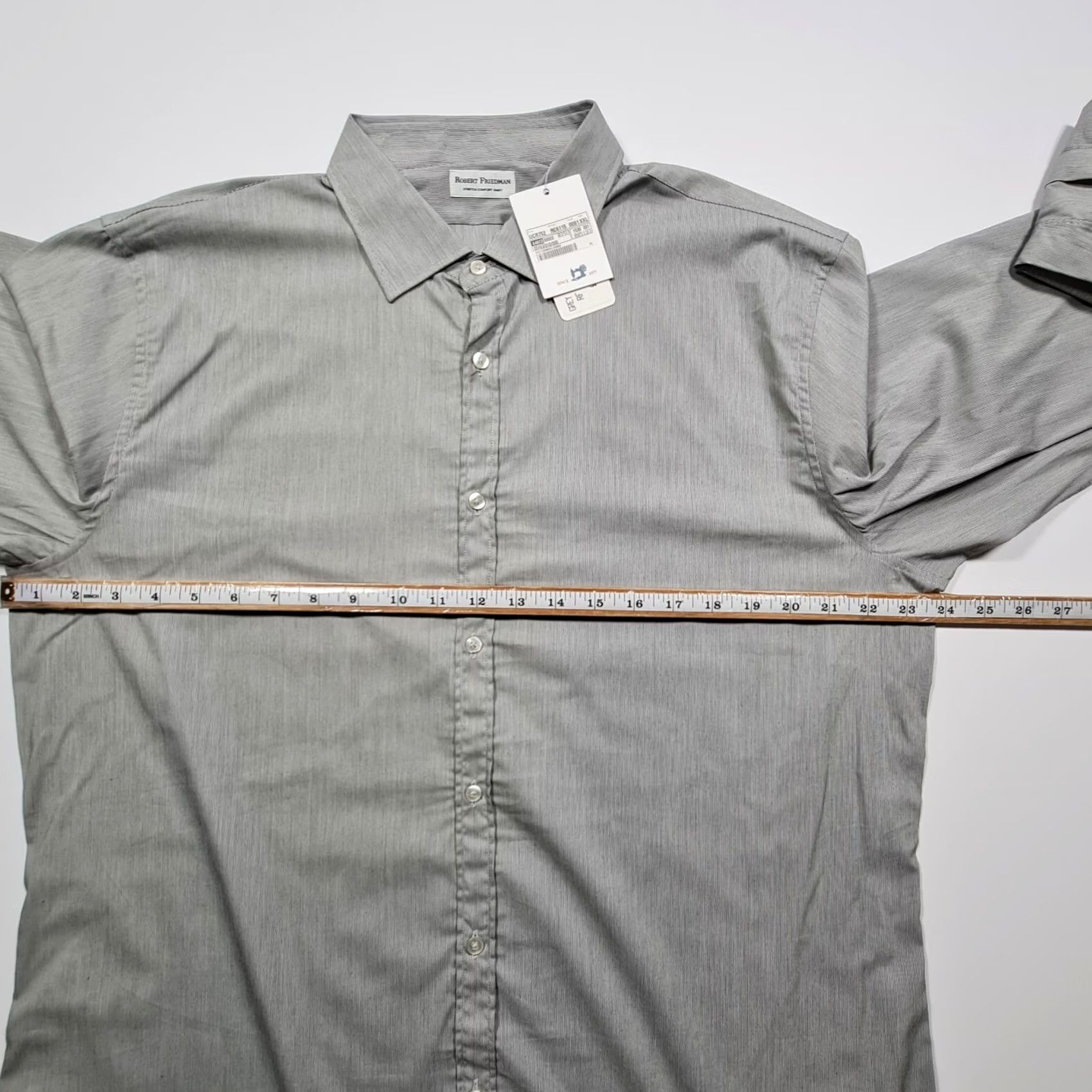 Vintage Robert Friedman Mens Shirt Grey 2XL Button-Up Long Sleeve Collared Knit Stretch Casual Formal Business Size US XXL / EU 58 / 5 - 6 Thumbnail