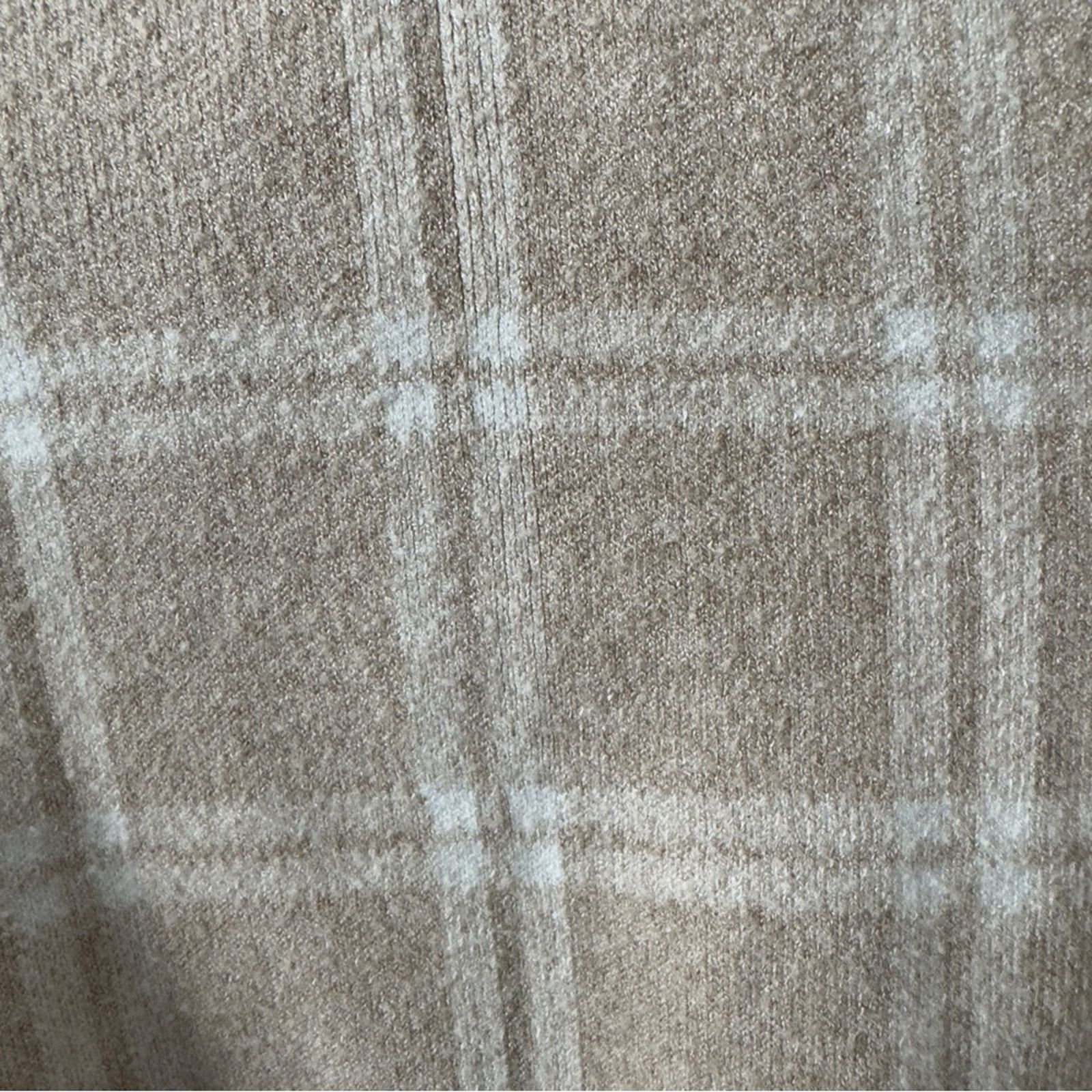 Joie Joie Beige Plaid Cardigan long sleeve cable knit accent EUC Size M / US 6-8 / IT 42-44 - 8 Thumbnail