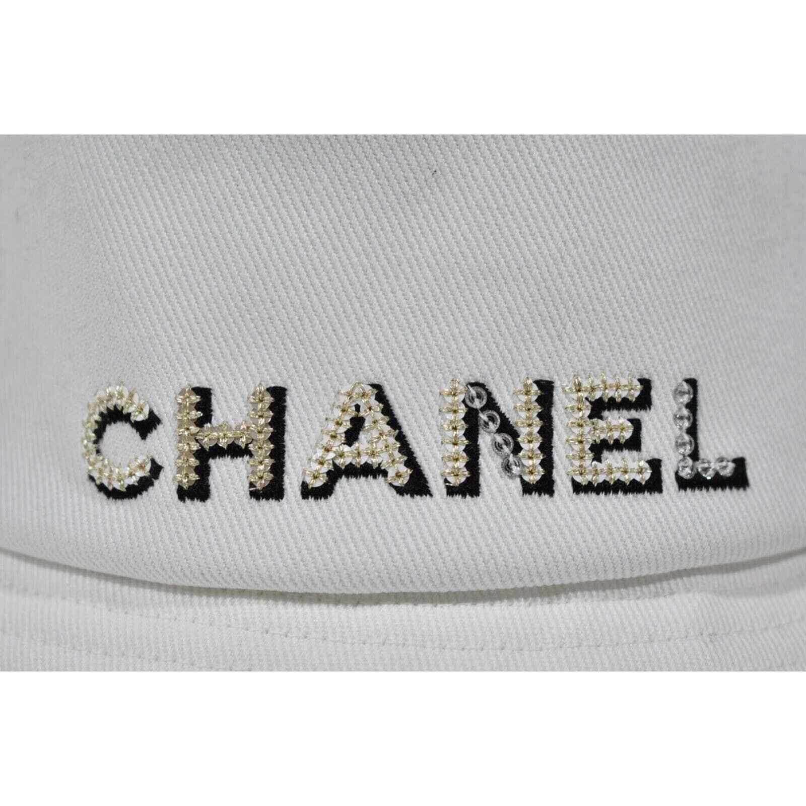 Chanel Chanel Denim Crystal Sequin Sun Cloche Bucket Hat Medium M Size ONE SIZE - 3 Thumbnail
