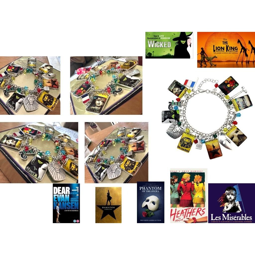Handmade NYC Broadway Musicals Playbills Charm Bracelet Wicked Hamil Size ONE SIZE - 4 Thumbnail