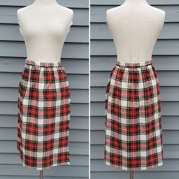 Designer × Vintage Vintage 90s y2k School Girl Wool Kilt Tartan Plaid Skirt Size 26" / US 2 / IT 38 - 8 Thumbnail