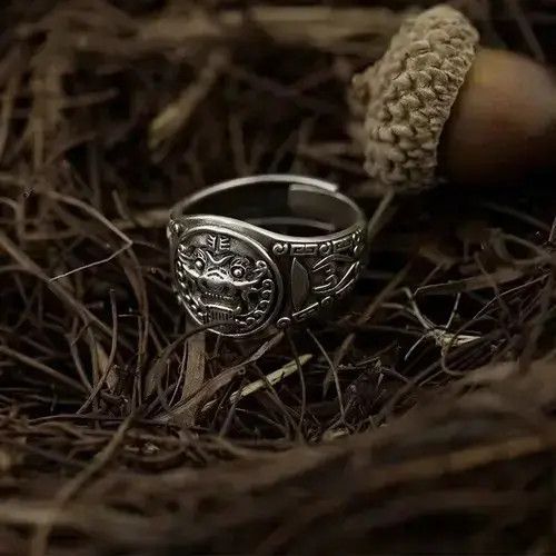 Japanese Brand Retro Chinese Style Unicorn Shield Ring Size ONE SIZE - 2 Thumbnail