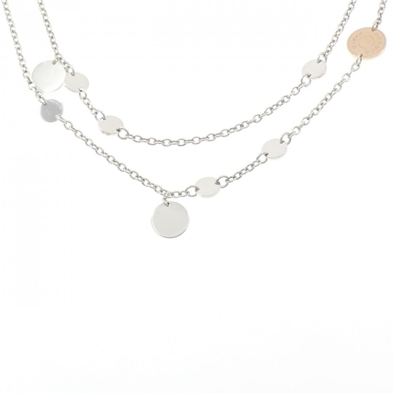 Hermes Hermès Ex-Libris 925 Silver 750 Pink Gold Necklace 136cm Metal Necklace DUTY FREE for USA