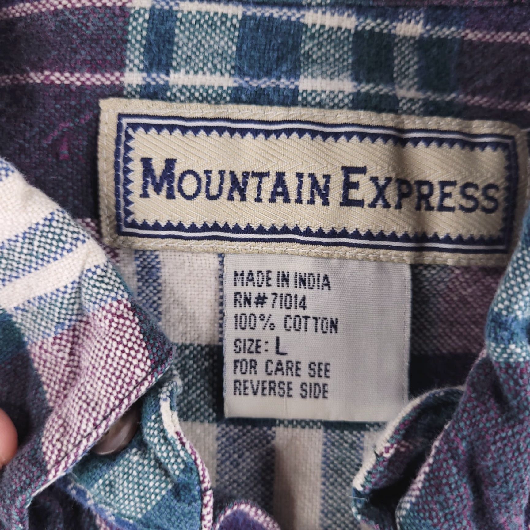 Express VINTAGE Mountain Express Shirt Mens L Blue Plaid Flannel Cotton Thick Retro Baggy Fit Button-Up Size US L / EU 52-54 / 3 - 2 Thumbnail