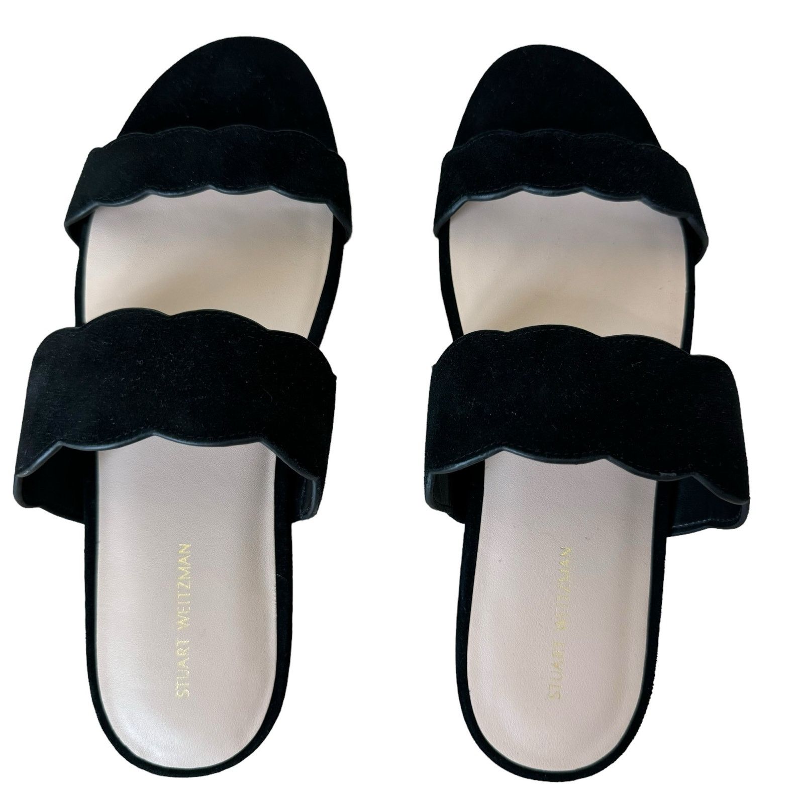 Stuart Weitzman STUART WEITZMAN Santorini scalloped suede sandals Black 8.5 Size US 8.5 / IT 38.5 - 1 Thumbnail