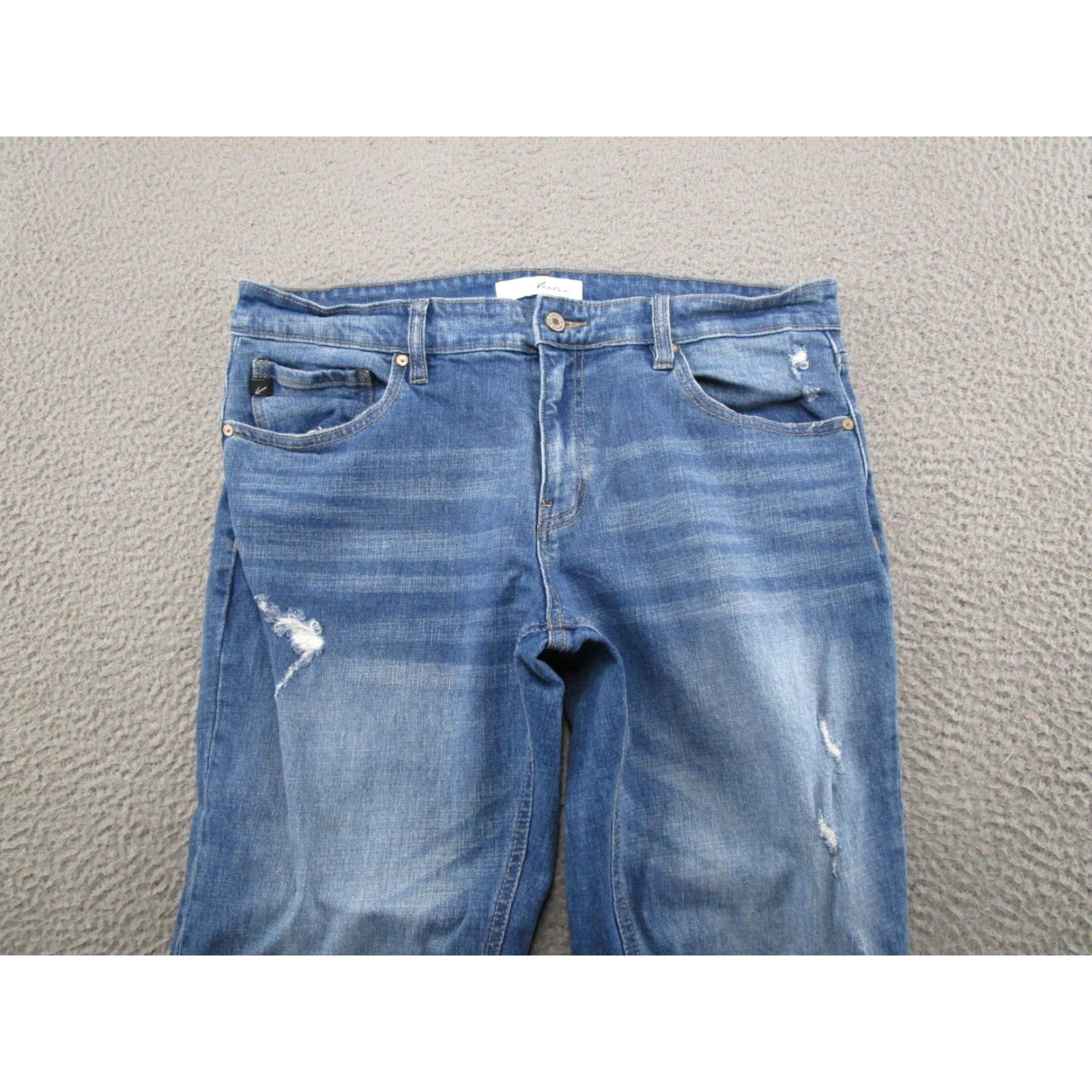 Vintage Kancan Women’s Blue Stretch Denim Jeans Size 15 Regular Distressed High Rise Jeans Size 36" / US 14 / IT 50 - 3 Thumbnail