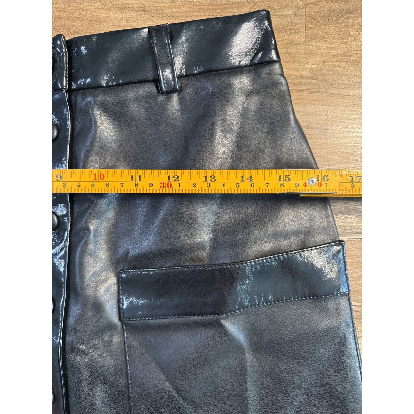 Staud STAUD Paper faux leather mini skirt two tone black patent Size 28" / US 6 / IT 42 - 12 Thumbnail