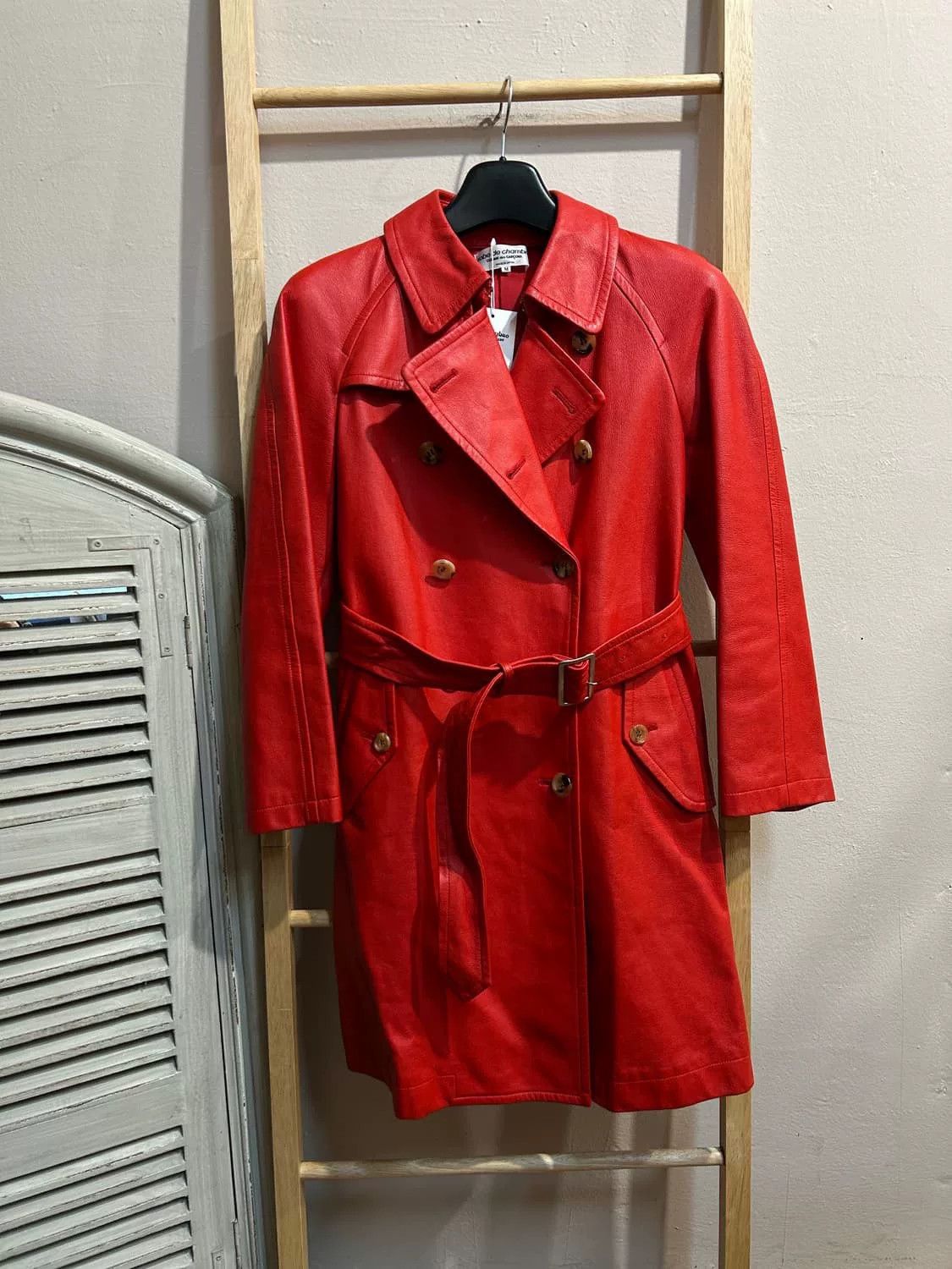 Comme des Garcons Comme des Garçons Burgundy Leather Coat Size US S / EU 44-46 / 1 - 1 Thumbnail