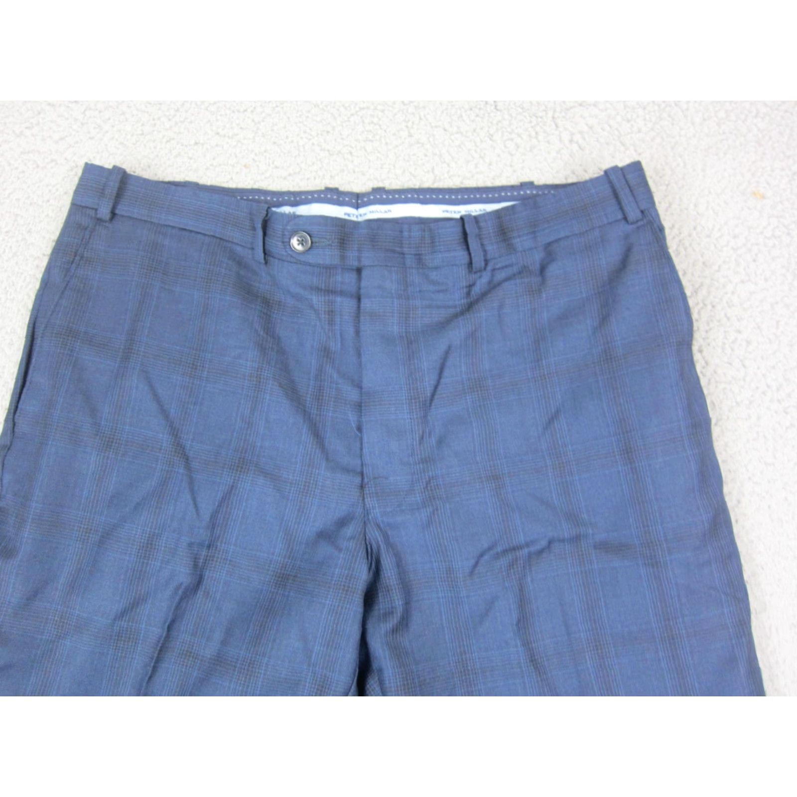 Peter Millar Peter Millar Pants Mens 36x27 Plaid Blue Straight Office Fit Chino Wool Front Flat Front Casual Vintage No Size US 36 / EU 52 - 5 Thumbnail