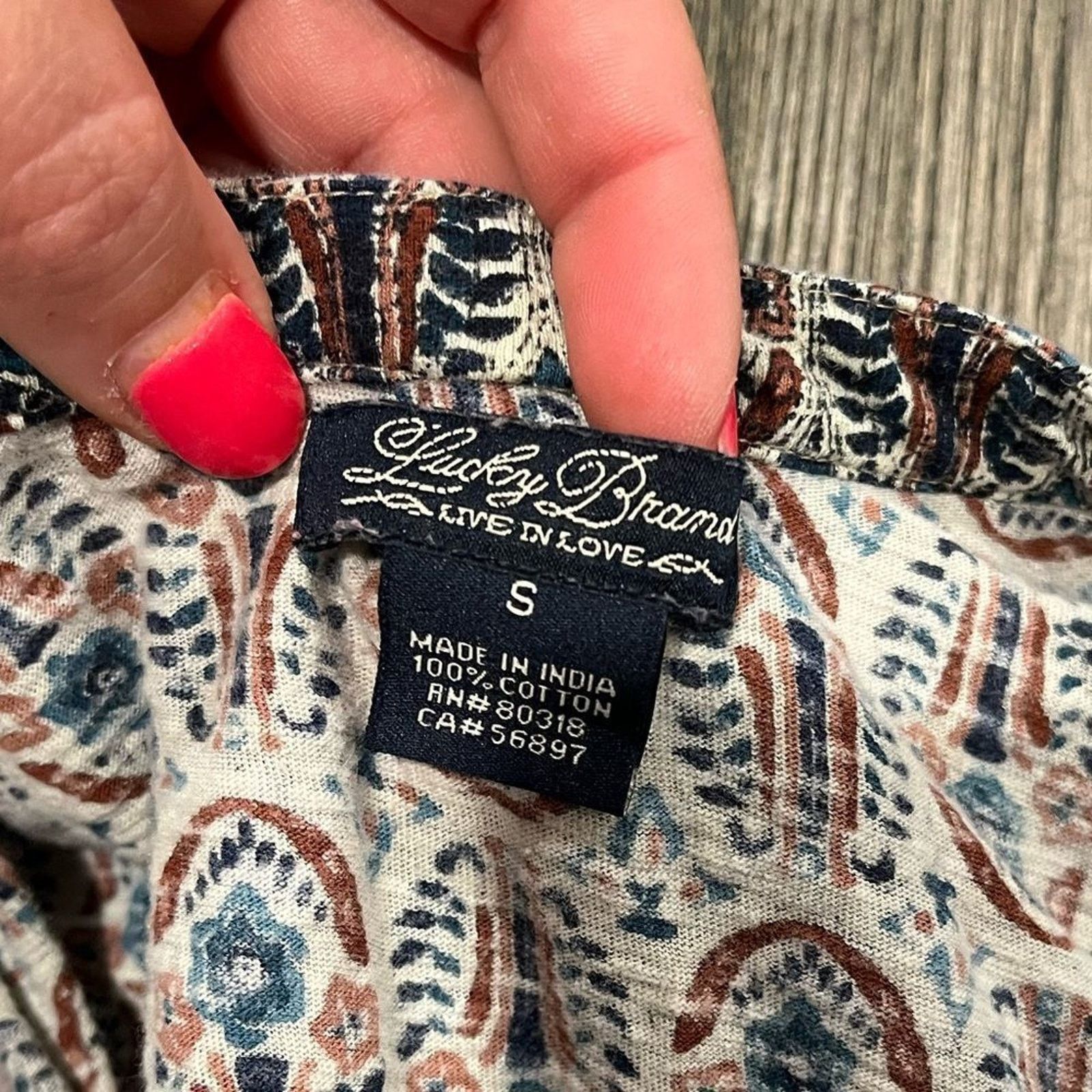 Lucky Brand Lucky Brand Boho Floral Leaf Print 3/4 Length CottonBlouse S Size S / US 4 / IT 40 - 2 Thumbnail