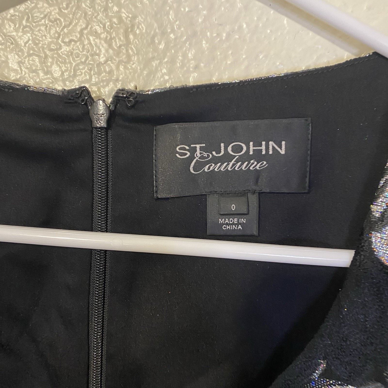 St. John ST JOHN COUTURE Dress Black Caviar & Silk Metallic Silver Size XS / US 0-2 / IT 36-38 - 6 Thumbnail
