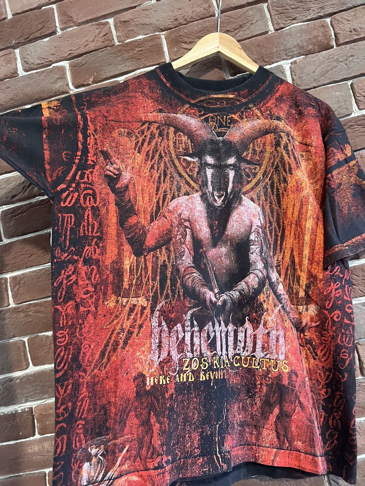 Band Tees Rare Vintage 00s Behemoth All Over Black Metal Band Tshirt Size US L / EU 52-54 / 3 - 6 Thumbnail