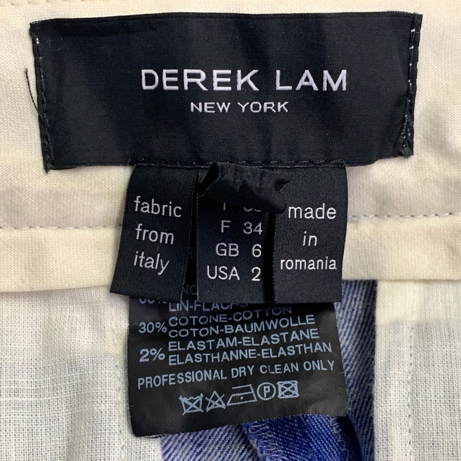 Derek Lam 10 Crosby DEREK LAM Size 2 Blue Linen Cotton Blend Skinny Casual Pants Size 26" / US 2 / IT 38 - 3 Thumbnail