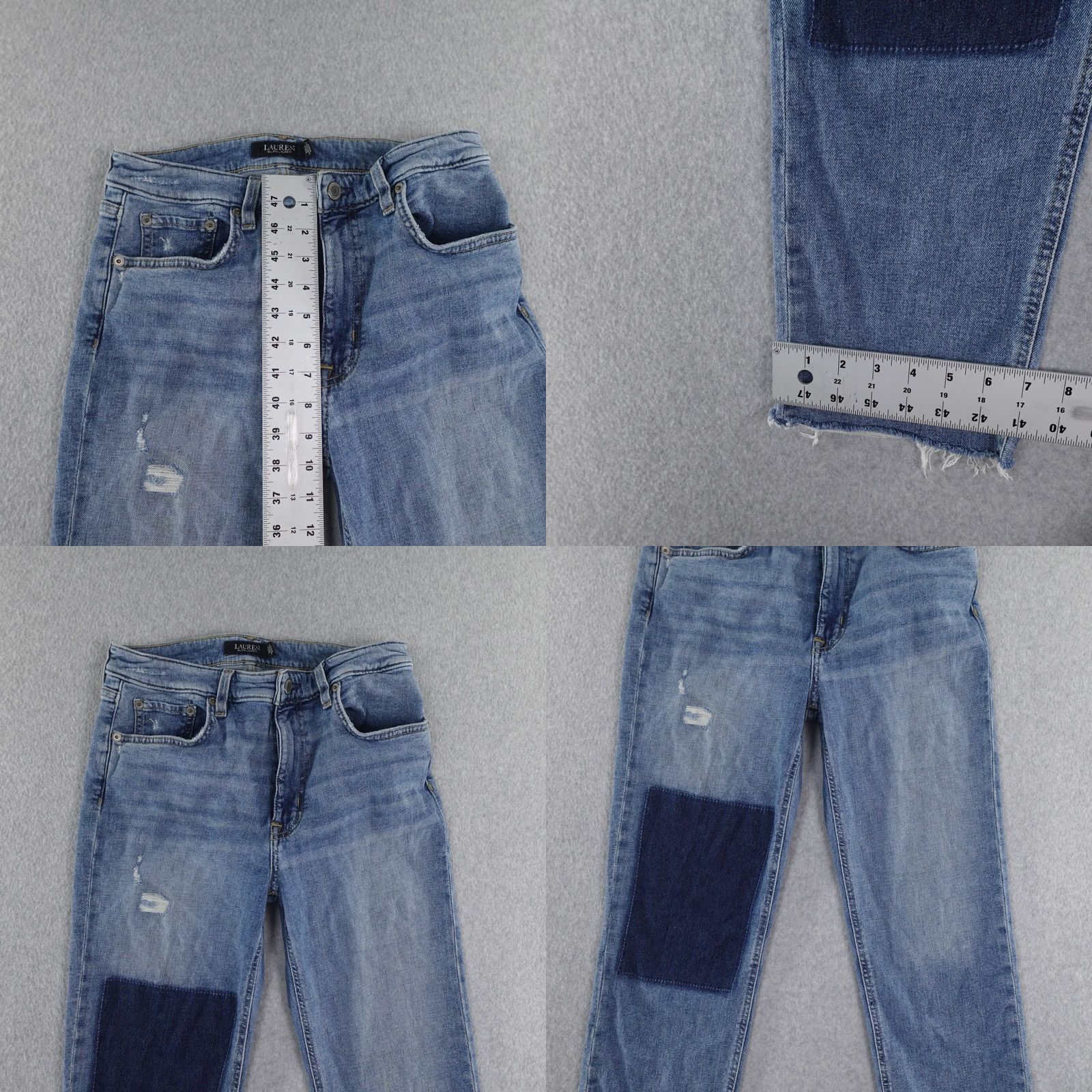 Ralph Lauren Lauren Ralph Lauren Jeans Womens 6 Denim 5-Pocket Straight Jeans Blue Cap Patch Frayed Hem Size 28" / US 6 / IT 42 - 8 Thumbnail