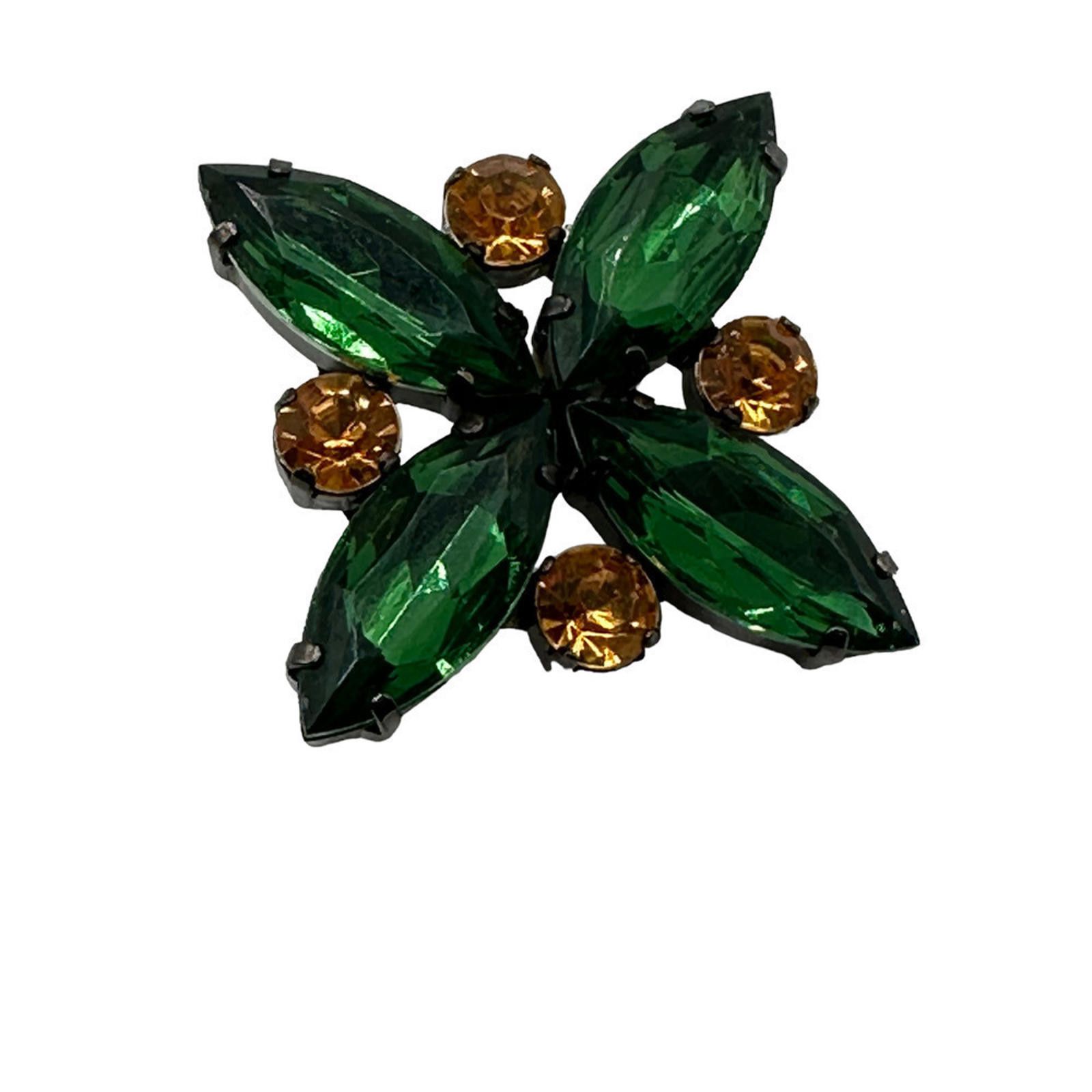The Unbranded Brand VINTAGE Amber and Green Star Brooch Unsigned Size ONE SIZE - 1 Thumbnail