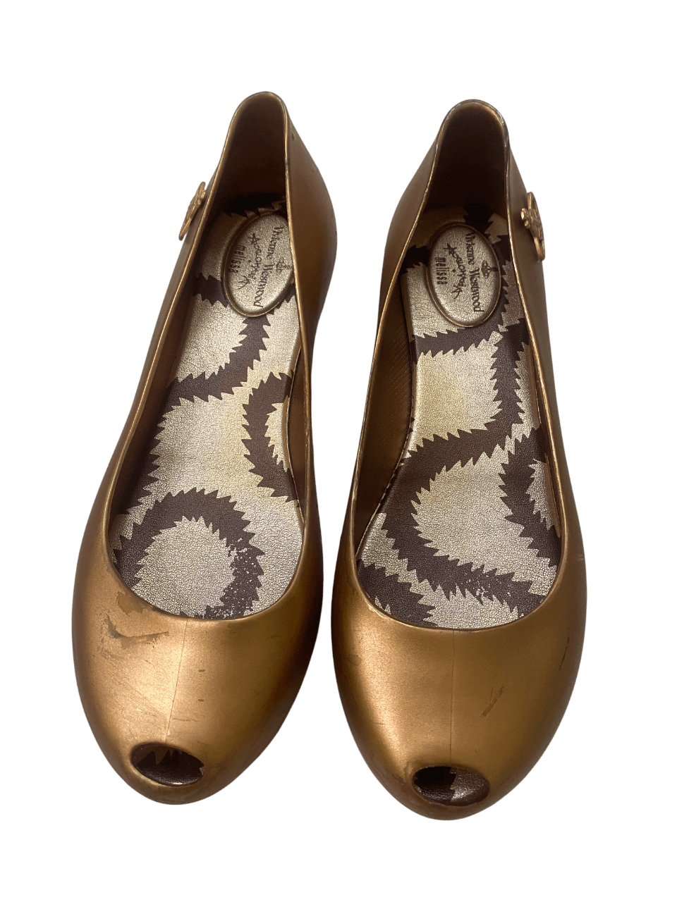 Vivienne Westwood 2 pair Vivienne Westwood Melissa Gold Rubber Shoe Sandal Size US 8 / IT 38 - 2 Thumbnail