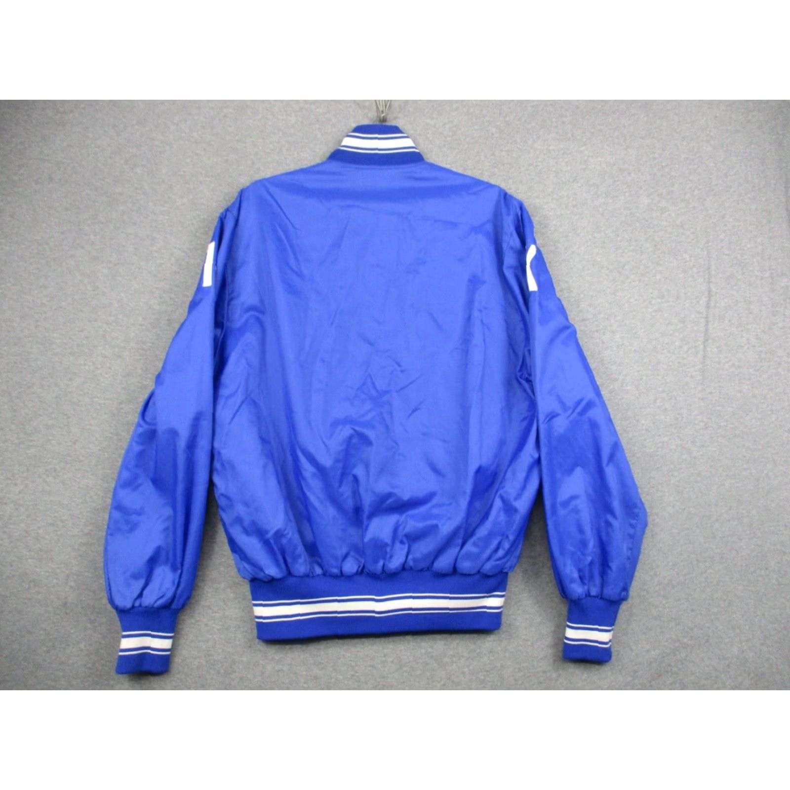 Vintage VINTAGE Trophy Jackets Varsity Bomber Jacket Blue Nylon McCall Jacket Mens L Blue Nylon Solid Pattern College Theme Basketball Size US L / EU 52-54 / 3 - 4 Thumbnail
