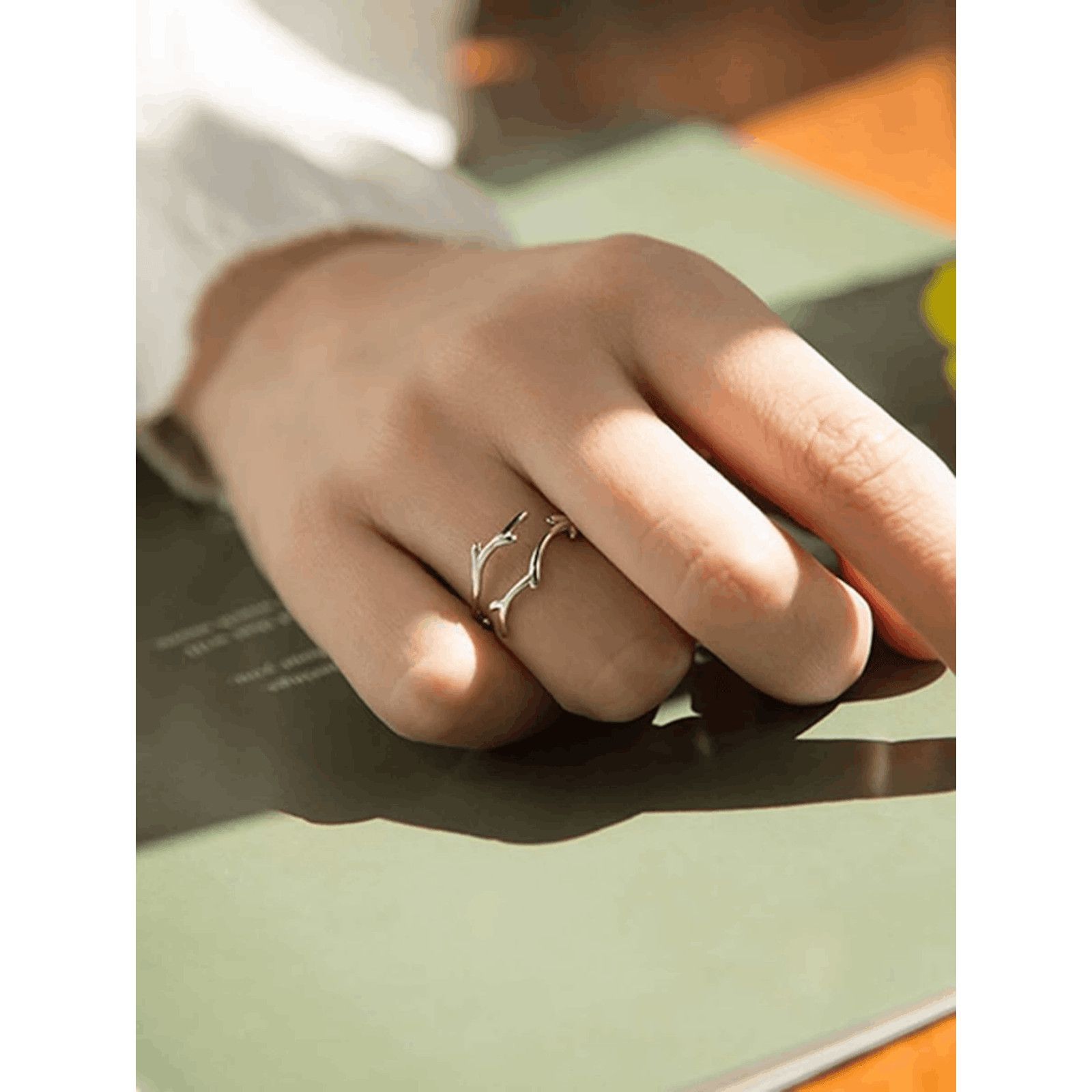 Other Women Elegant Silver Antler Branch Ring [One Size Fits Most] Size ONE SIZE - 4 Thumbnail