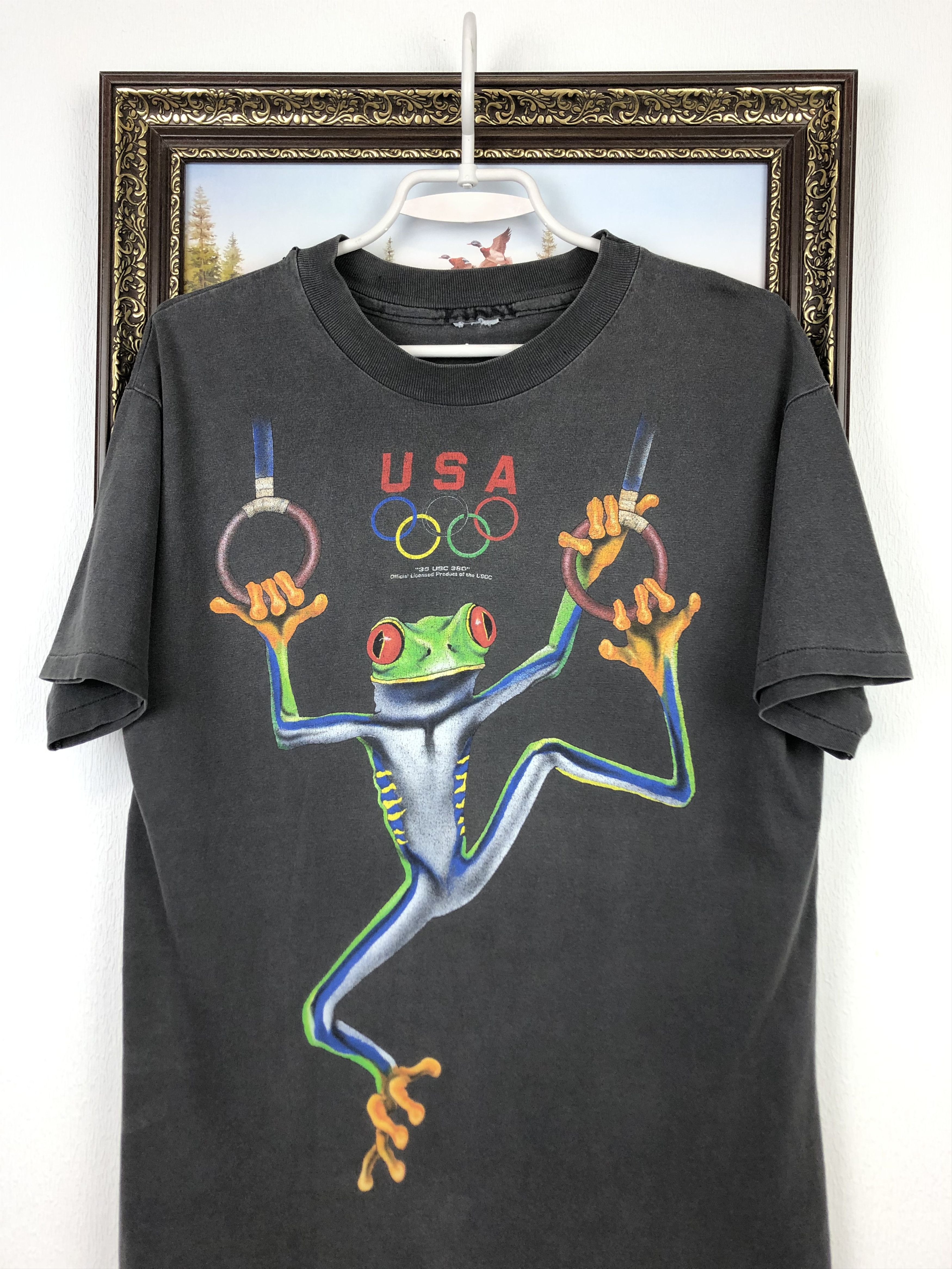 Vintage Vintage 90's Atlanta Olympics 1996 Gymnastics Frog Shirt Tee Size US M / EU 48-50 / 2 - 2 Thumbnail