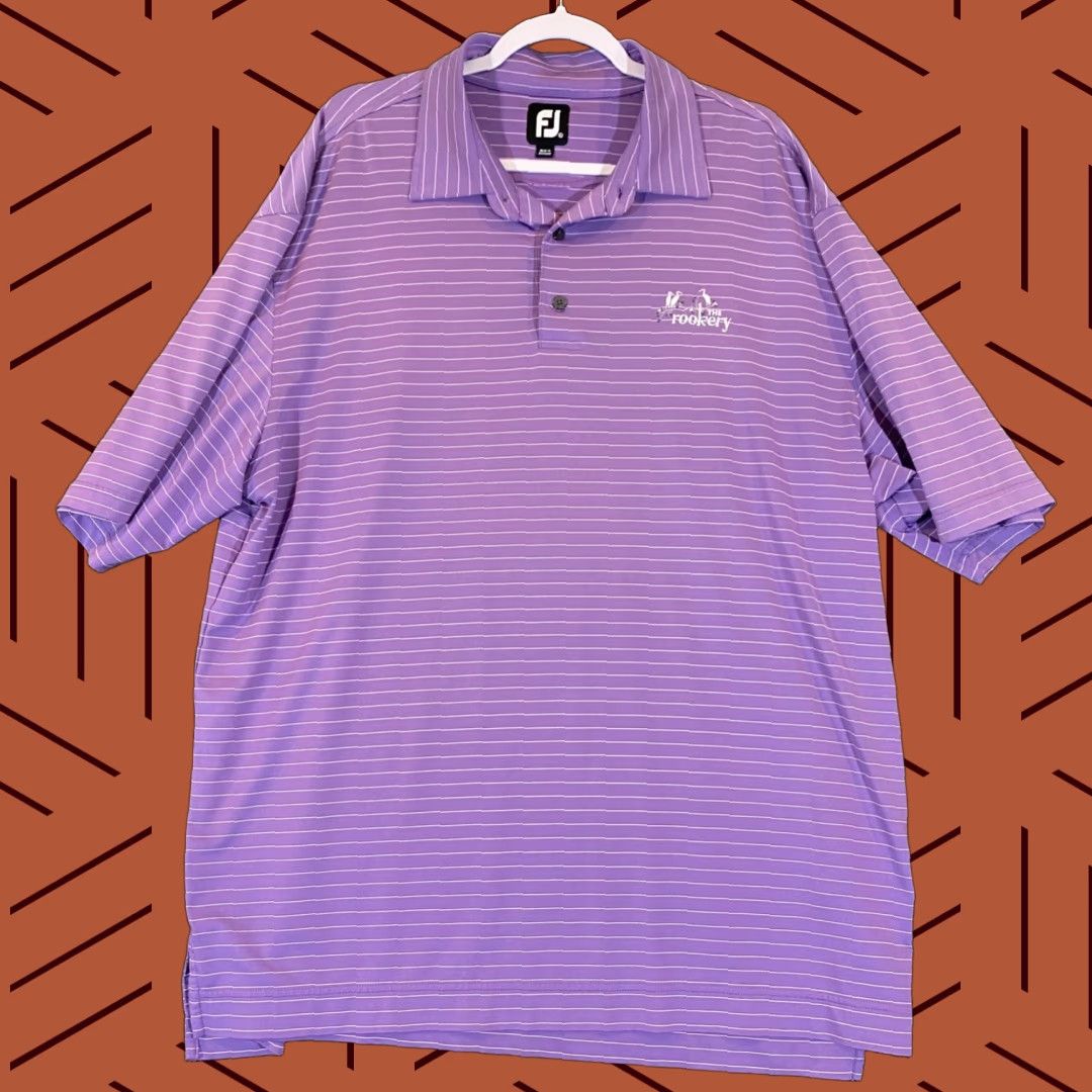 Footjoy FootJoy Polo Mens XL Purple Striped Performance Golf Shirt S/S The Rookery DE Mens XL Purple Striped Polo Golf Shirt Size US XL / EU 56 / 4 - 1 Thumbnail