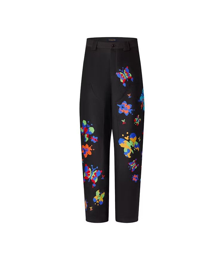 image of Louis Vuitton x Virgil Abloh Butterfly Double Knee Carpenter Pants in Black, Men's (Size 34)