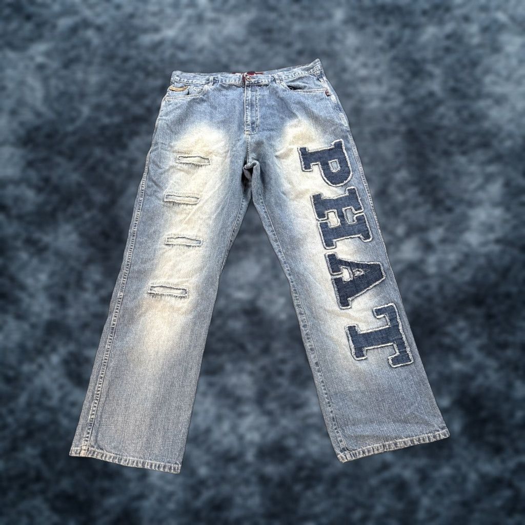 Phat Farm VINTAGE Phat Farm Jeans Mens 38x33 Baggy Light Wash Distressed Embroidered 90s Blues Width-Wide Leg Relaxed Inseam 33 Mens Size US 38 / EU 54 - 1 Thumbnail