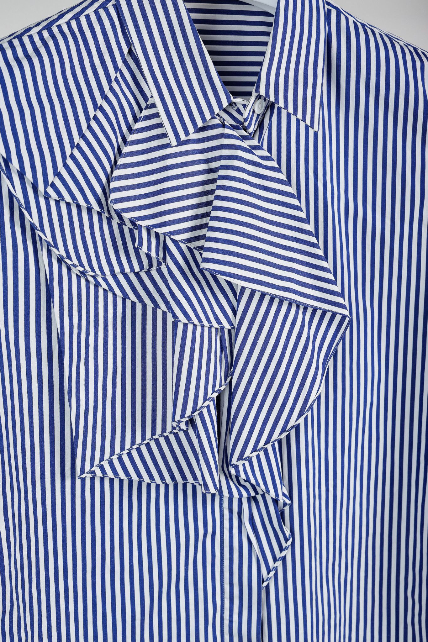 Jil Sander Jil Sander Aghata Dark Blue Cotton Striped Drape Blouse Size S / US 4 / IT 40 - 6 Thumbnail