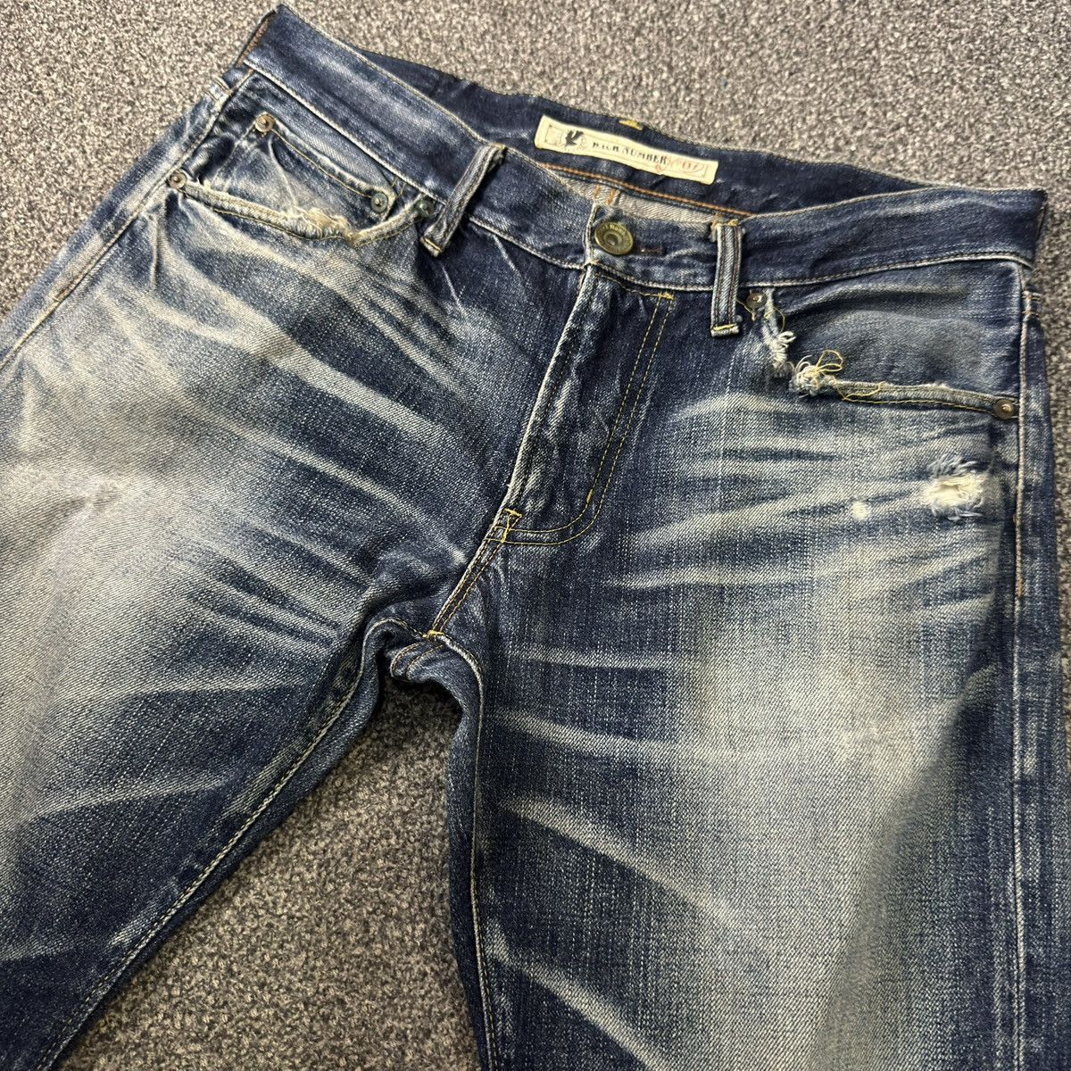 14th Addiction Vintage 90s Distressed Wash Back Number Straight Cut Denim Size US 34 / EU 50 - 3 Thumbnail