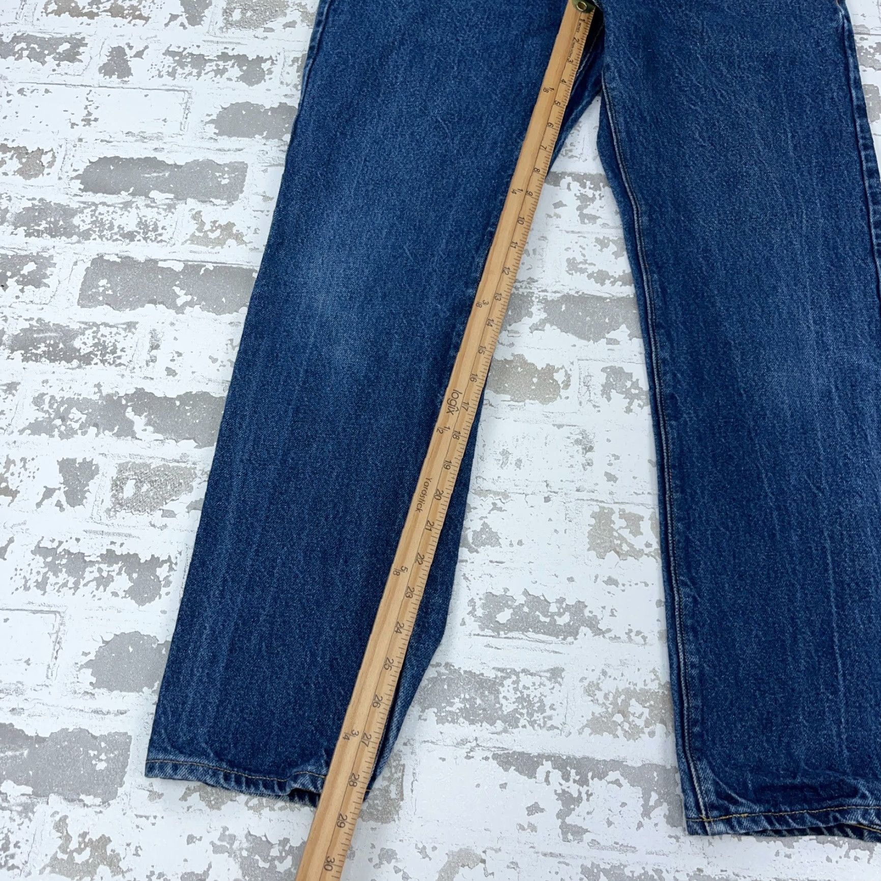 Vintage Atelier Jeans Men Slim Straight Denim Button Fly Med Wash Faded 33 Blue Vintage N/A Size US 33 - 7 Thumbnail