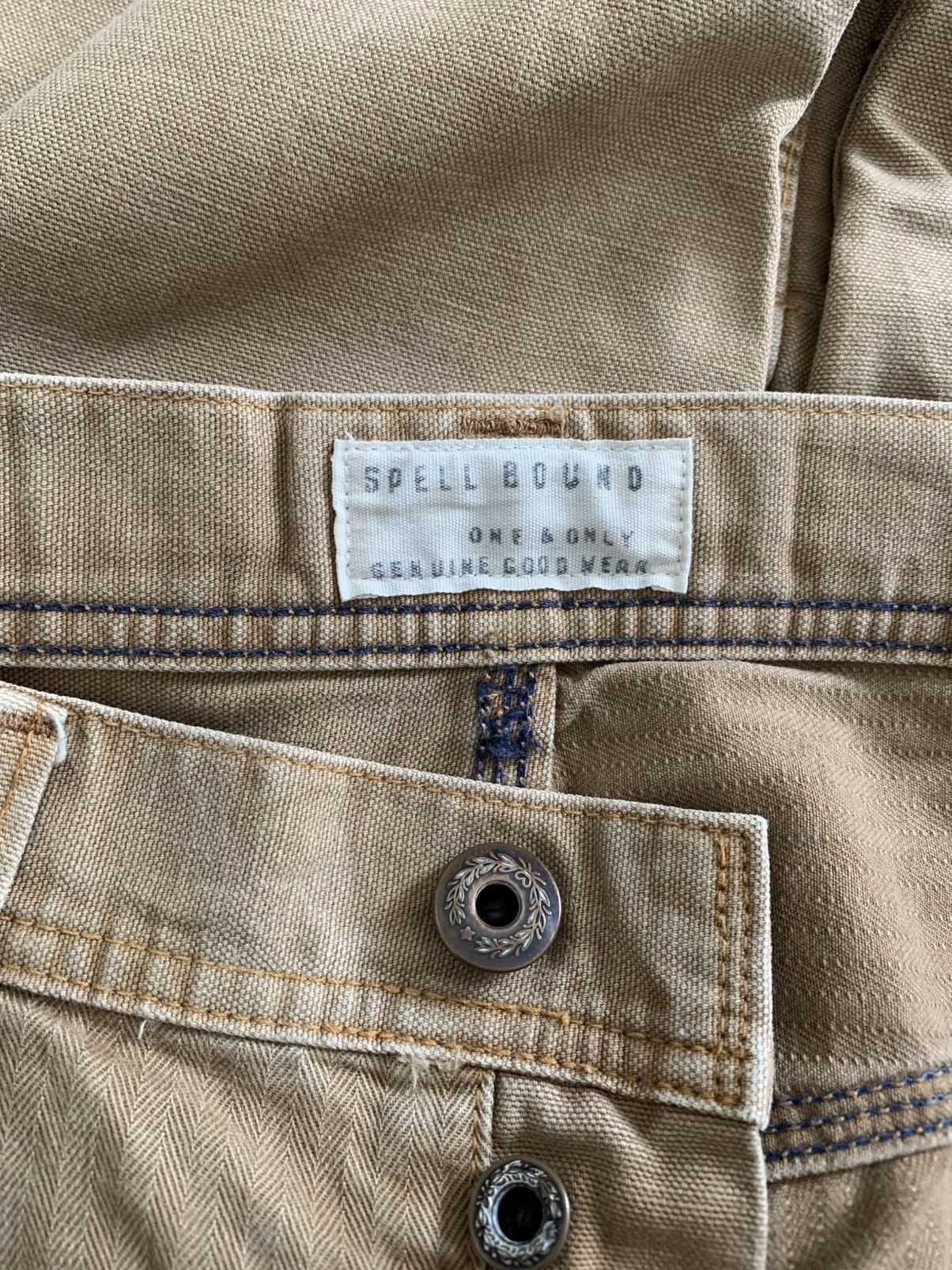 Japanese Brand Spellbound Domingo Co Canvas Duck Patchwork HBT Pants Size US 32 / EU 48 - 5 Thumbnail