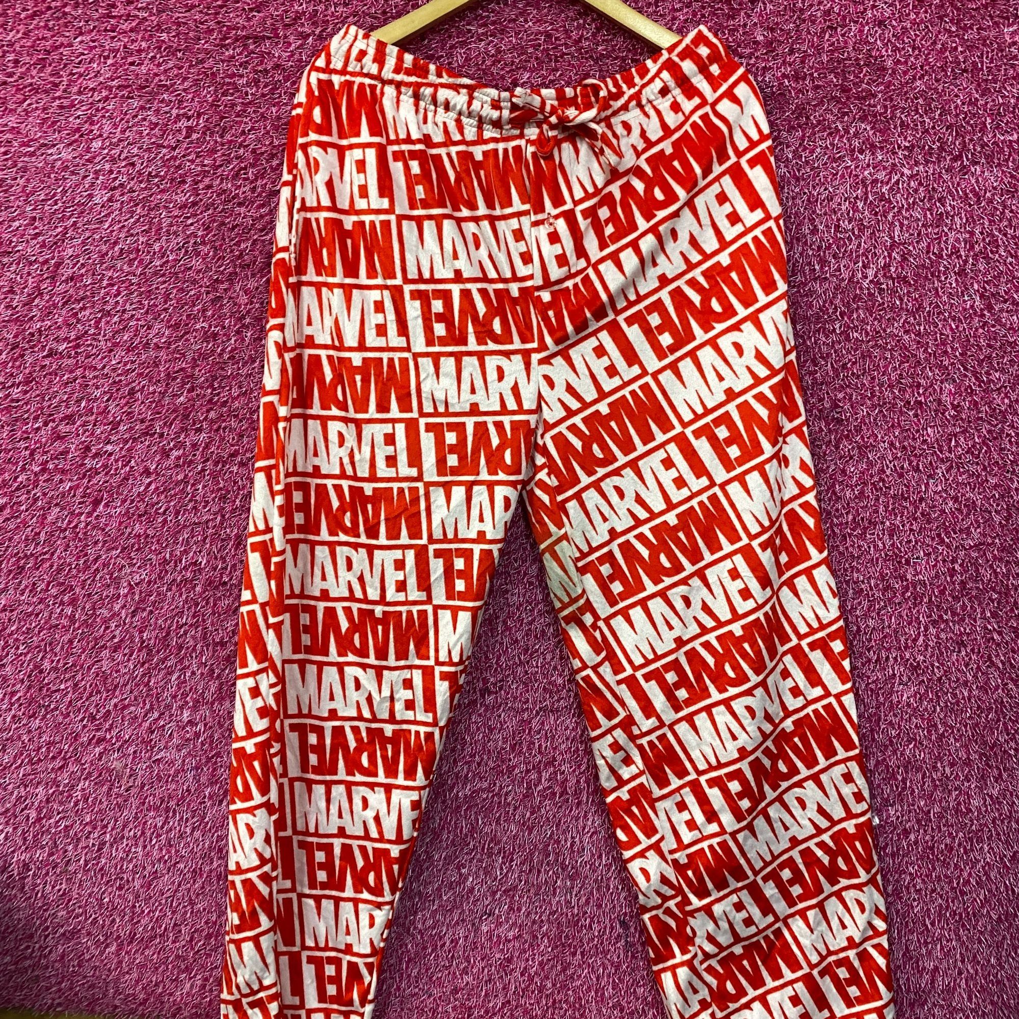 Marvel Comics Marvel Logo All Over Red Fleece Sleep Pants XL Size 34" / US 12 / IT 48 - 3 Thumbnail