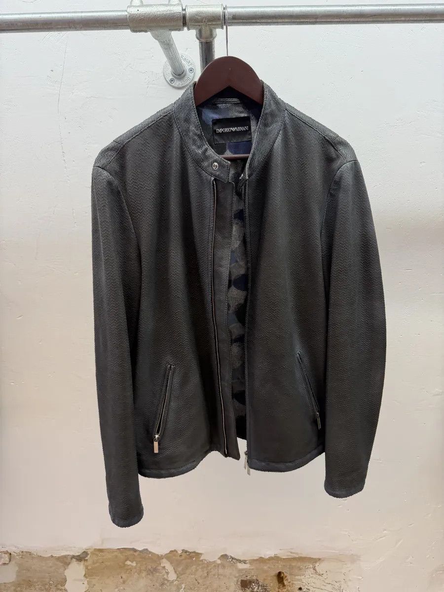 Emporio Armani SS2016 Emporio Armani Blue Python Embossed Leather Jacket Size US M / EU 48-50 / 2 - 3 Thumbnail