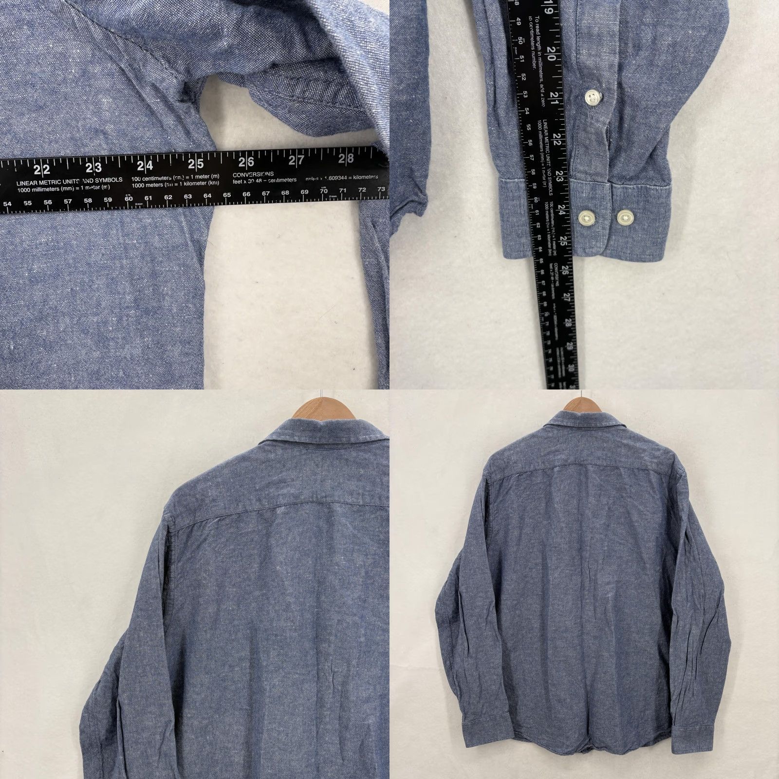 Banana Republic Banana Republic Shirt Mens XL Blue Linen Chambray Slim Button Front Long Sleeve Size US XL / EU 56 / 4 - 8 Thumbnail