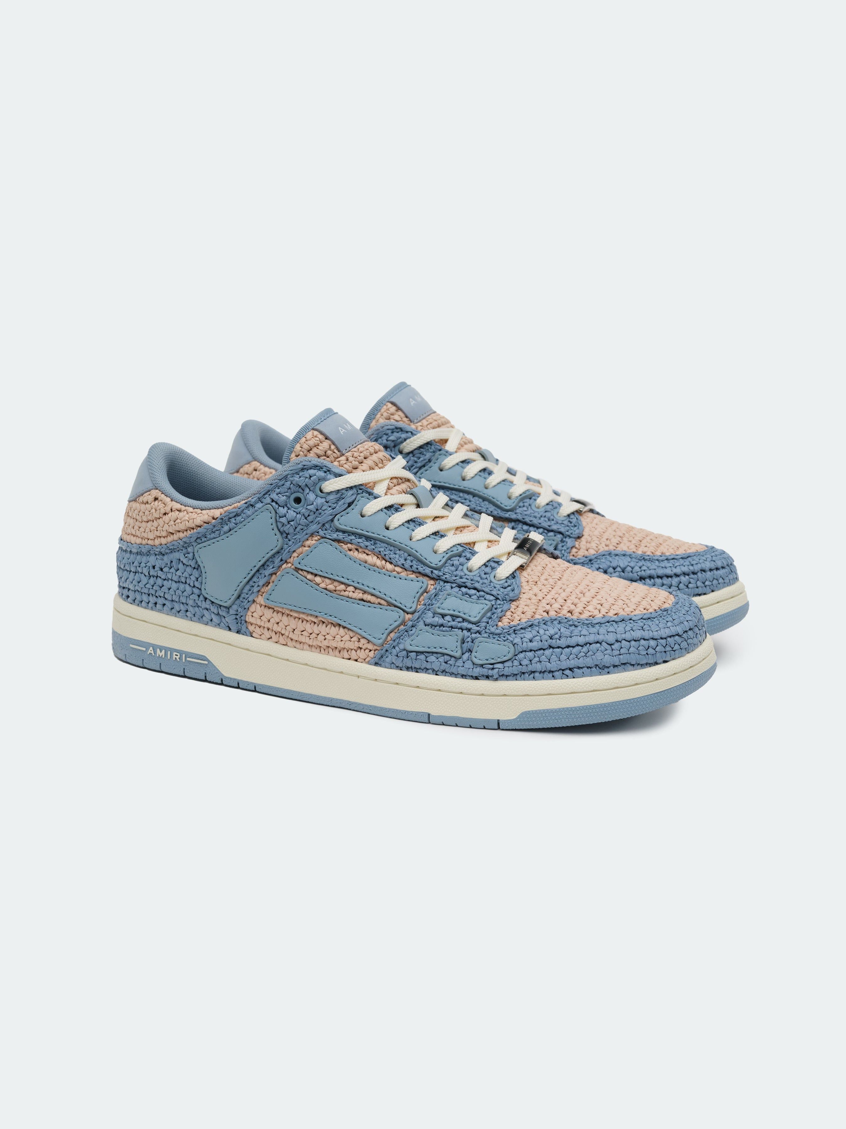 Amiri o1s1wg110425 Raffia Skelton Low-Top Sneakers in Blue/Beige Size US 13 / EU 46 - 2 Thumbnail