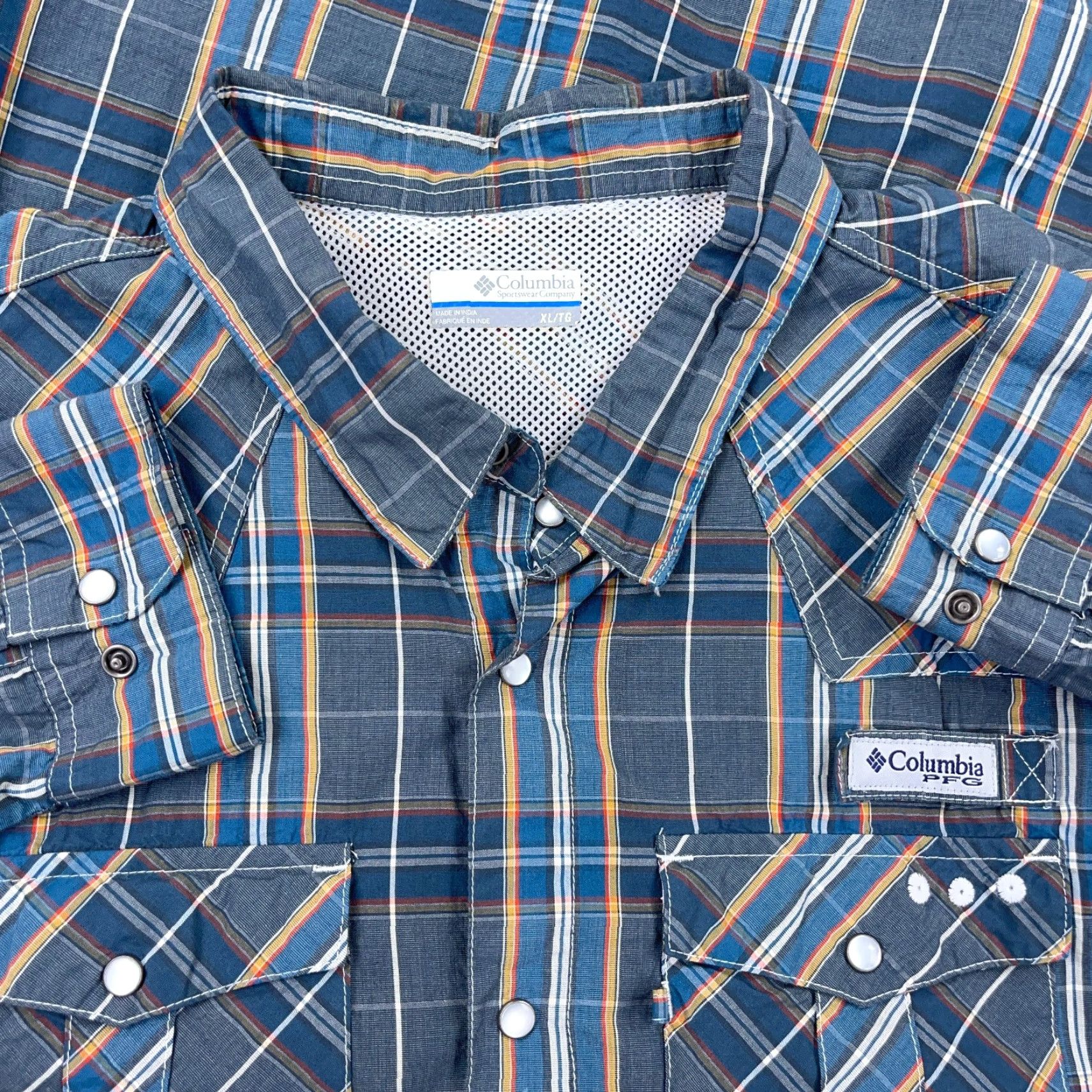 Vintage Columbia PFG Shirt Men XL Blue Plaid Pearl Snap Button-Up Long Sleeve Fishing Outdoor Camp Mens Size US XL / EU 56 / 4 - 2 Thumbnail