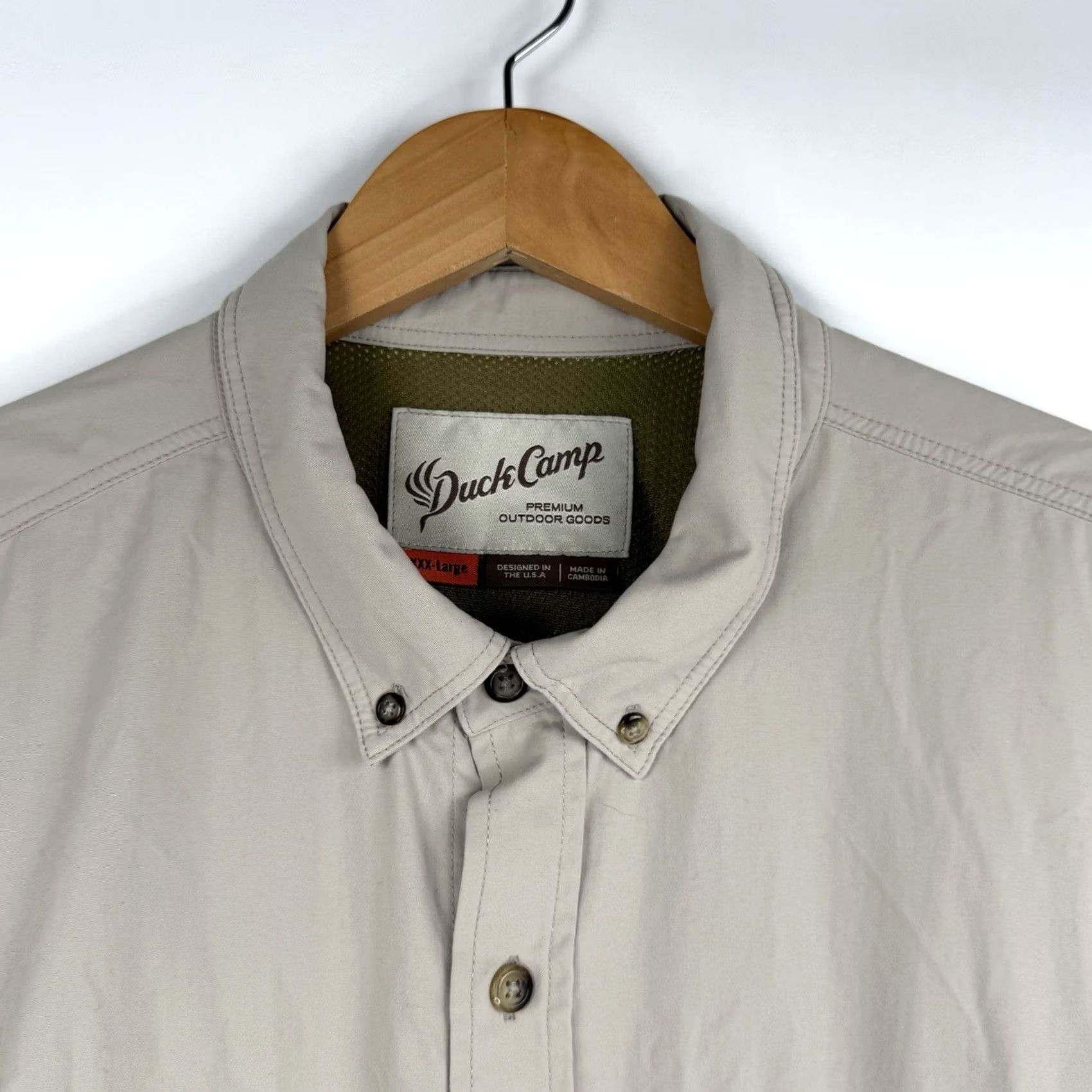 Vintage Duck Camp Shirt Mens 3XL Beige Short Sleeve Nylon Polyester Button-Up Embroidered Outdoor Casual Vintage: No (omit) Size US XXL / EU 58 / 5 - 4 Thumbnail