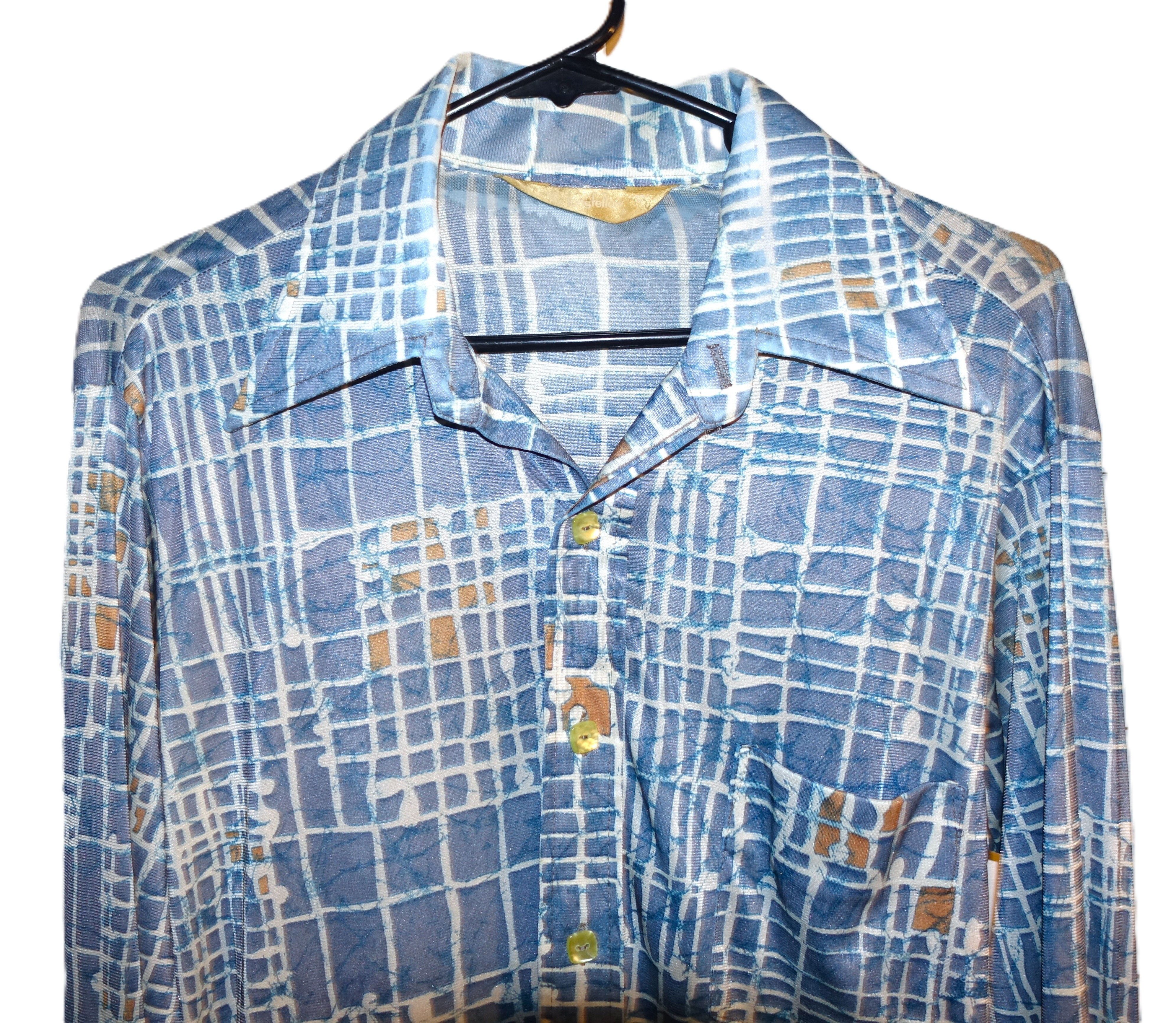 Vintage Vintage Mr. Longfellow Blue Tan Nylon Shirt S/M Size US S / EU 44-46 / 1 - 2 Thumbnail