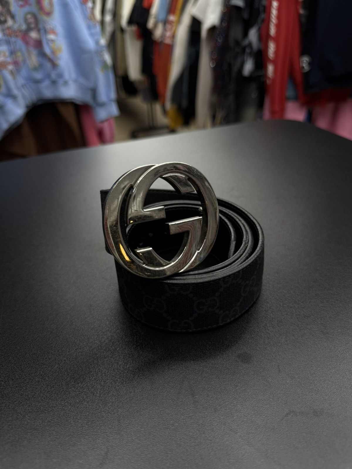 Gucci Gucci Black Monogram Belt Size 95/38 🧼 Size 38 - 2 Thumbnail