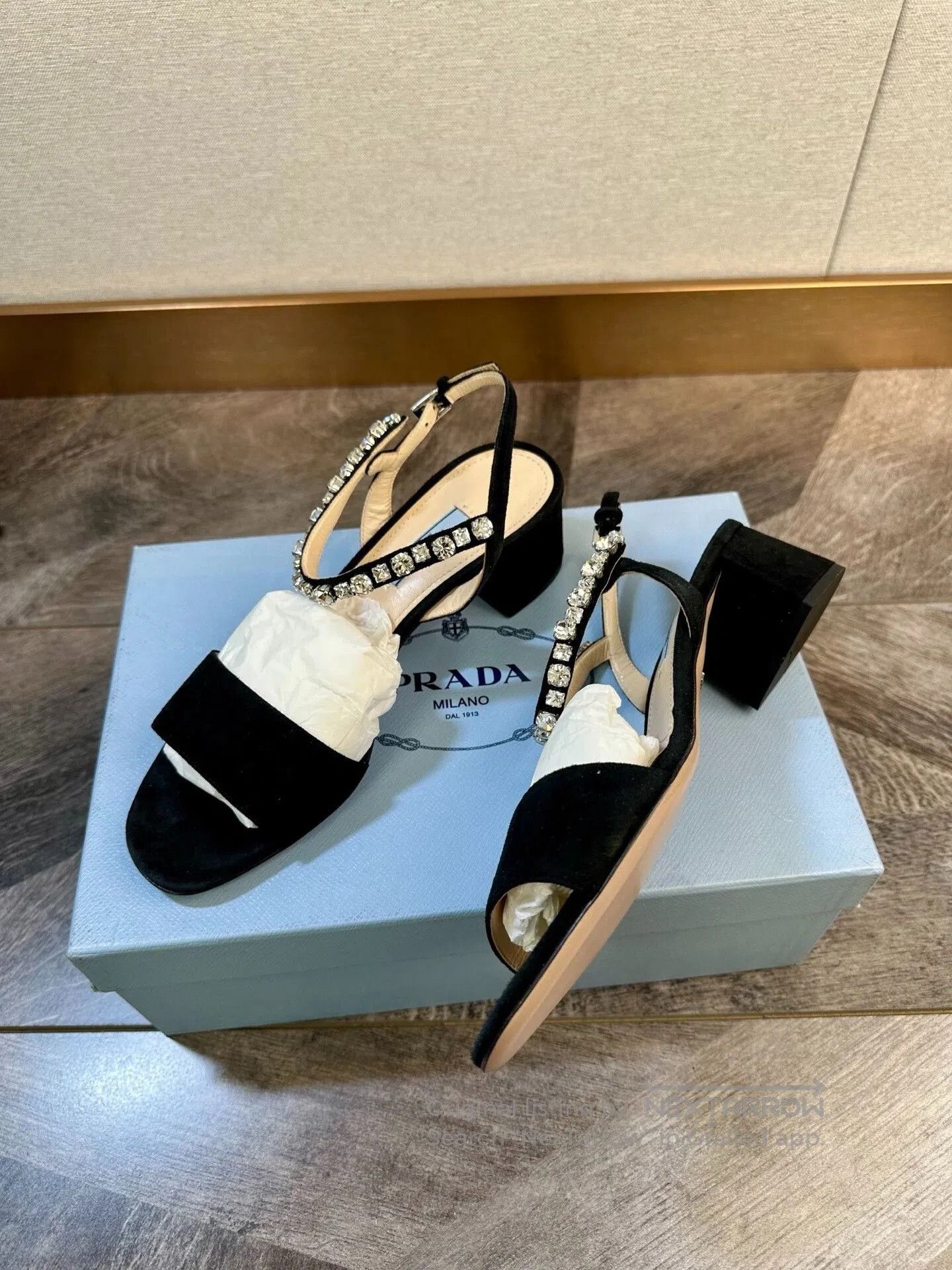 Prada Prada Black Suede Rhinestone Sandals. Size US 6.5 / IT 36.5 - 6 Thumbnail
