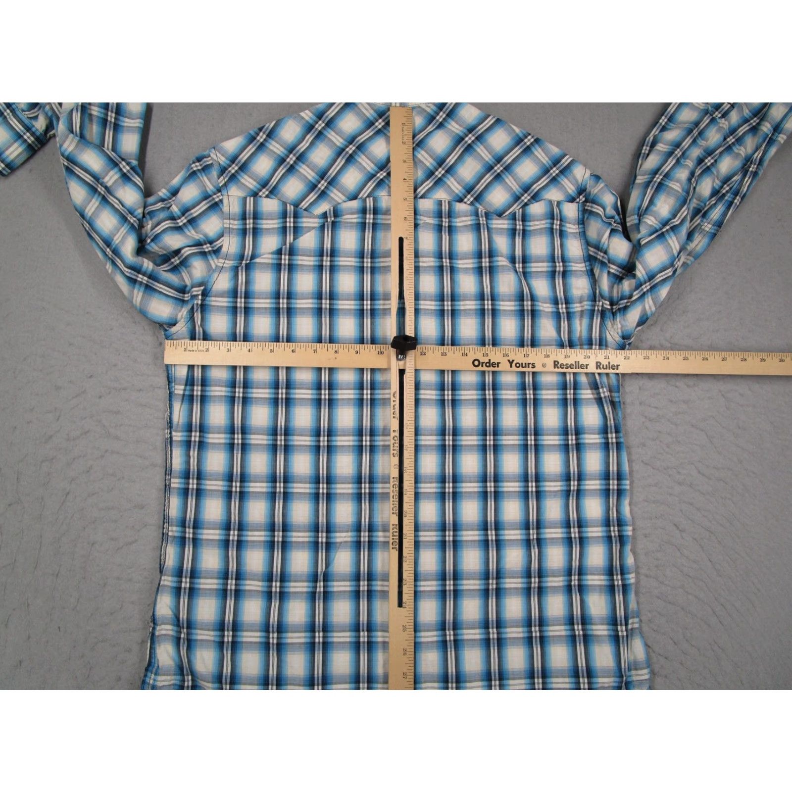 True Religion True Religion Shirt Mens 2XL Blue White Plaid Western Pearl Snap Long Sleeve Size US XXL / EU 58 / 5 - 7 Thumbnail