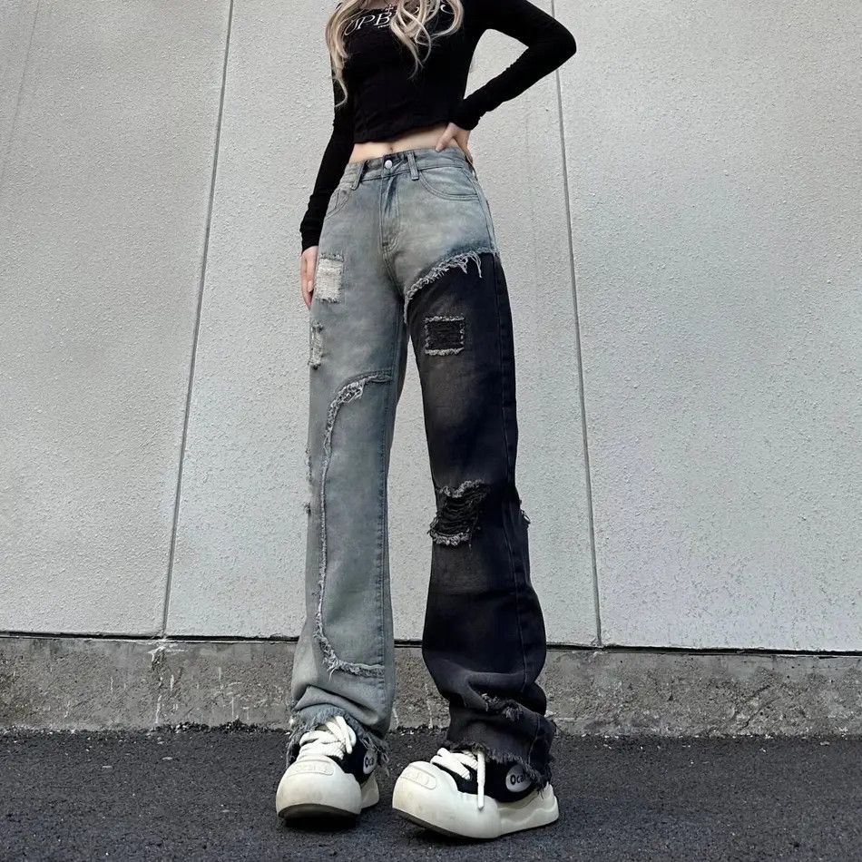 Japanese Brand Retro loose ripped patchwork jeans Size US 32 / EU 48 - 3 Thumbnail