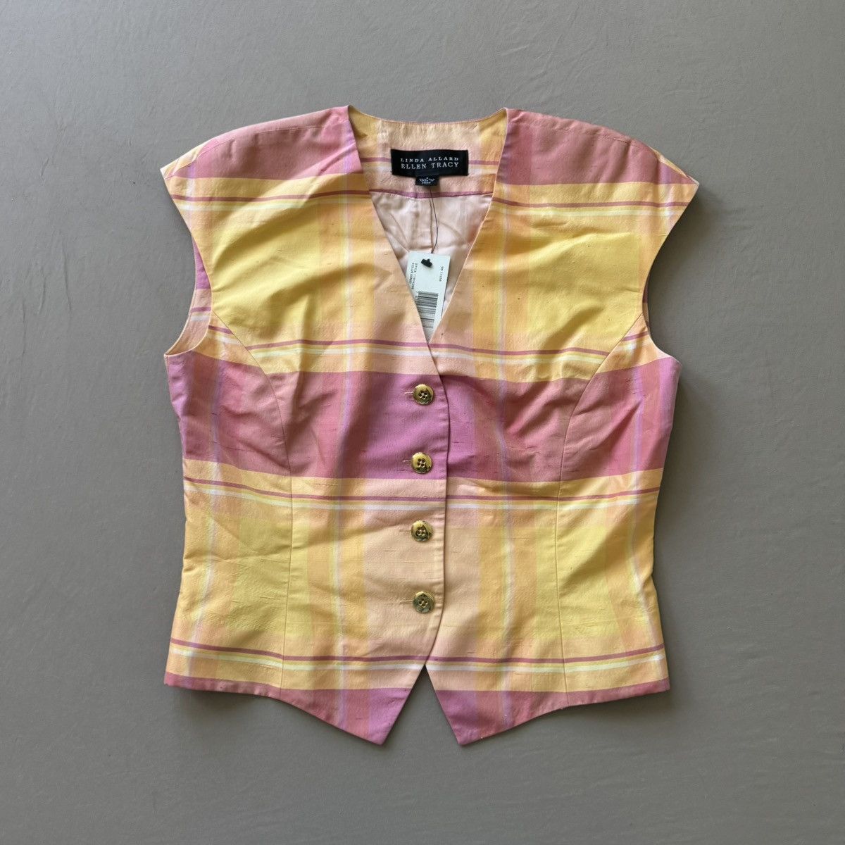 Ellen Tracy Retro Vintage LINDA ALLARD ELLEN TRACY Silk Plaid Vest Size XL / US 12-14 / IT 48-50 - 1 Thumbnail